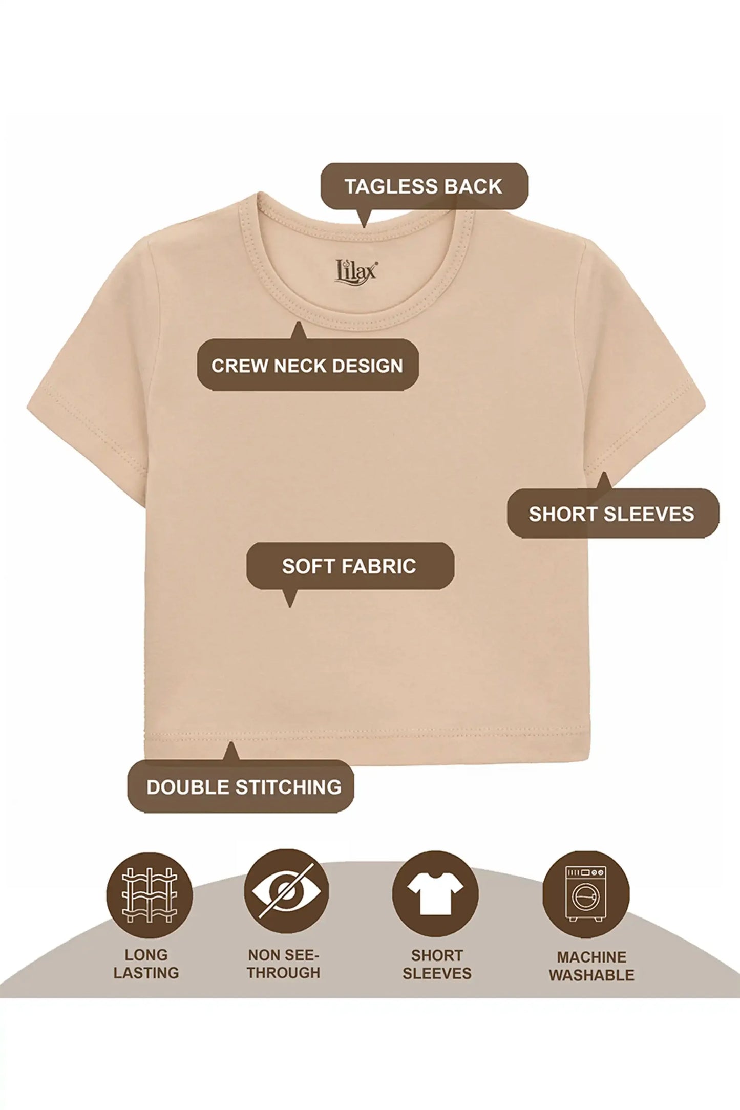 Girls Short Sleeve Crewneck Crop Top Tee