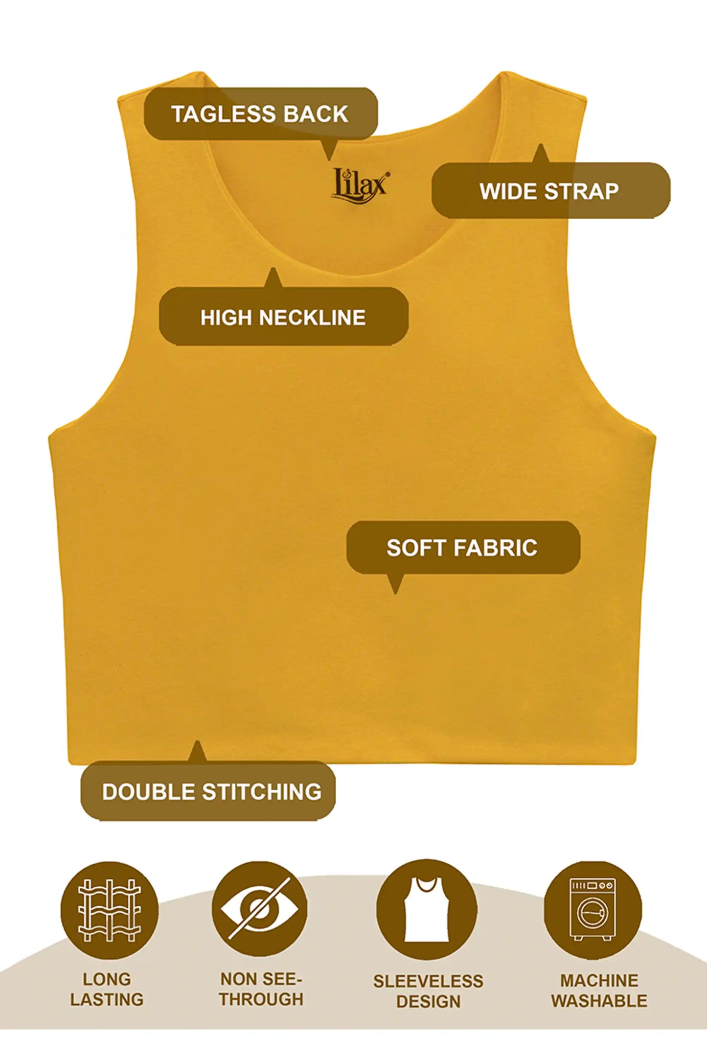Girls' Double Lined Sleeveless Basic Crop Tank Top