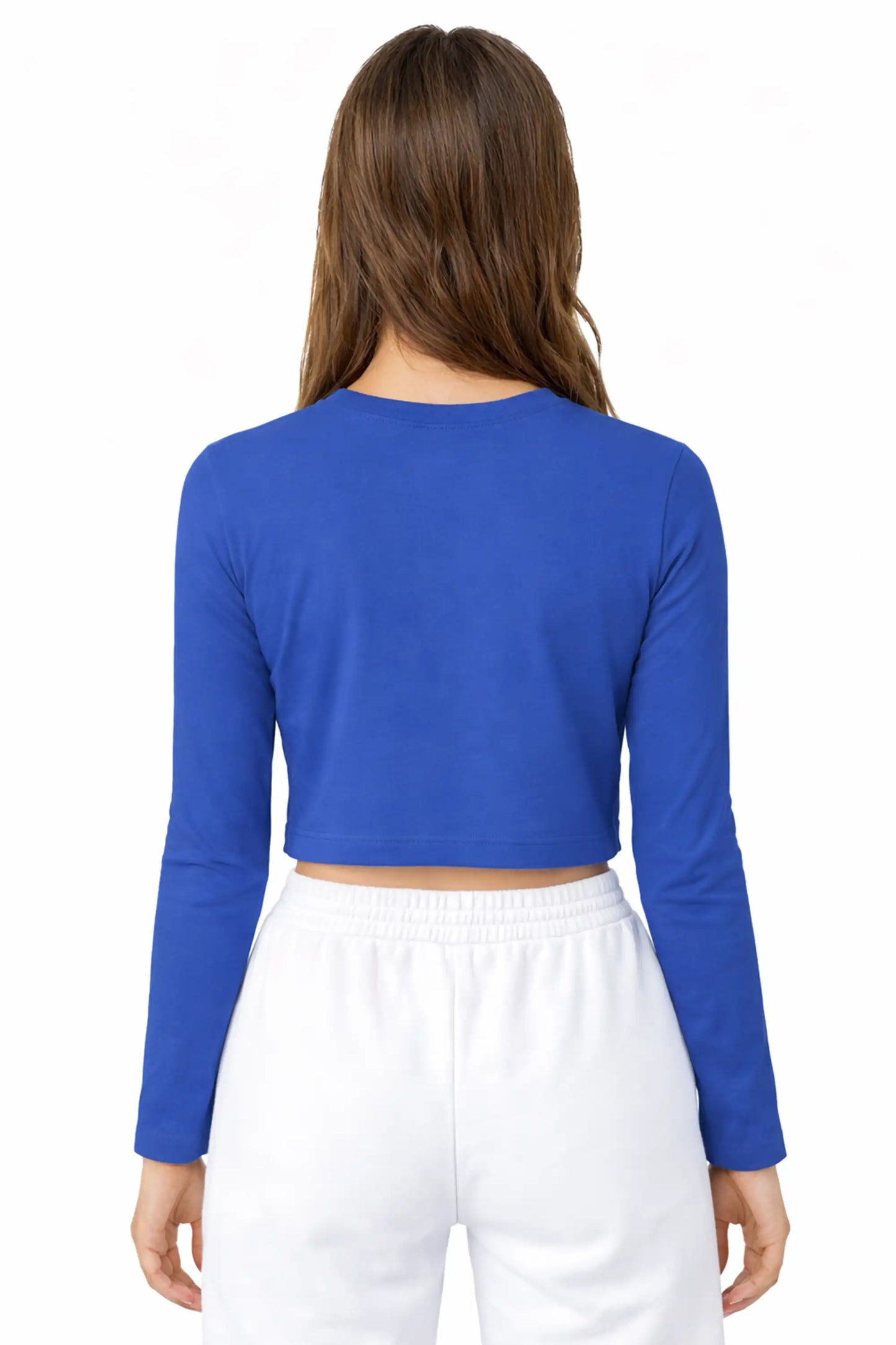Girls' Long Sleeve Crop Top – Soft Cotton, 4-Way Stretch, Breathable Everyday Tee
