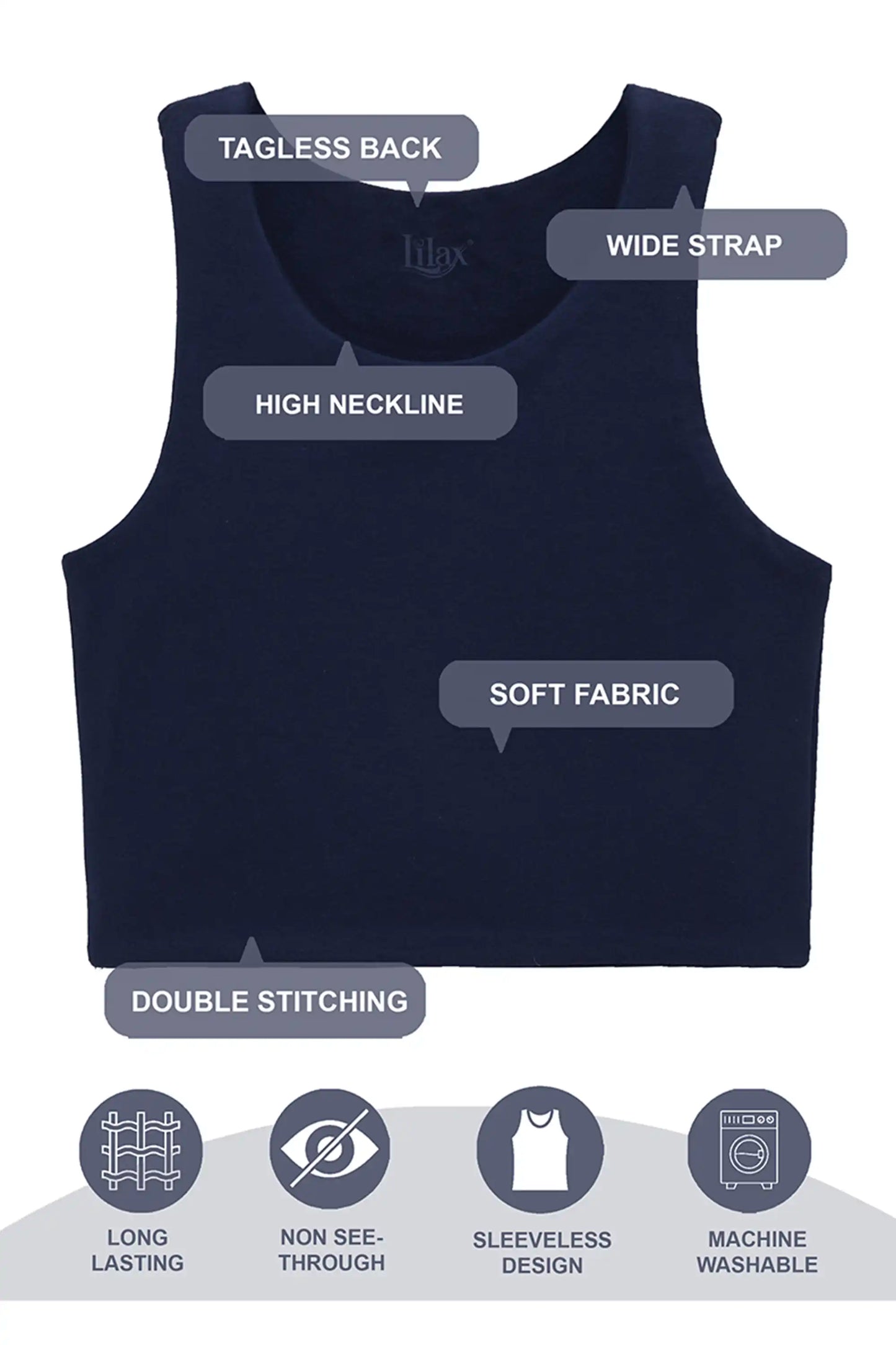 Girls' Double Lined Sleeveless Basic Crop Tank Top
