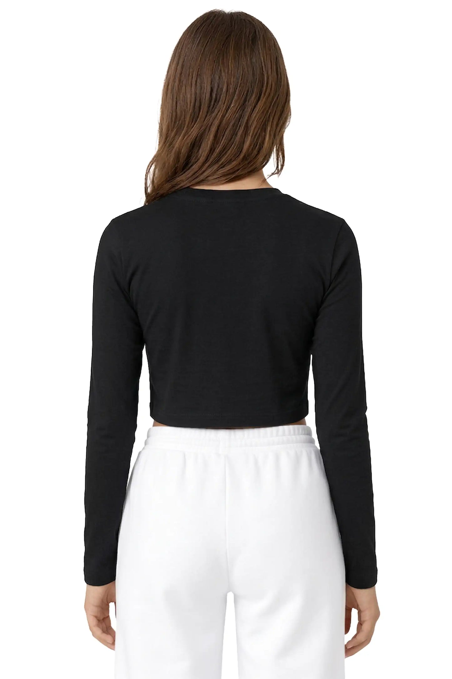 Girls' Long Sleeve Crop Top – Soft Cotton, 4-Way Stretch, Breathable Everyday Tee