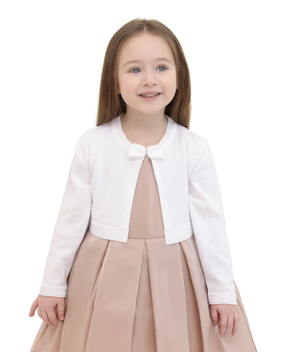 Little Girls' Long Sleeve Bowknot Closure Bolero Cardigan
