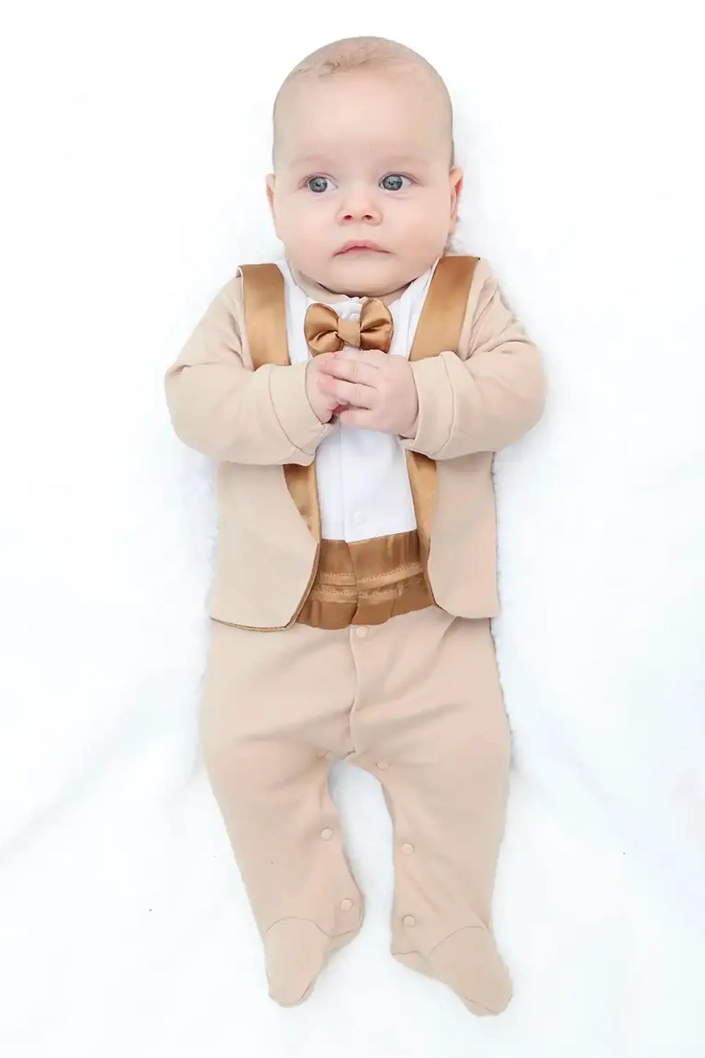 Baby Boy Footie Tuxedo Outfit with Bow Tie for Christmas Holidays - The Perfect Gentleman Look