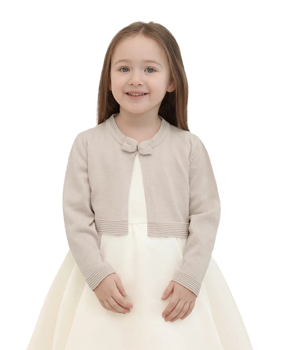 Little Girls' Long Sleeve Bowknot Closure Bolero Cardigan