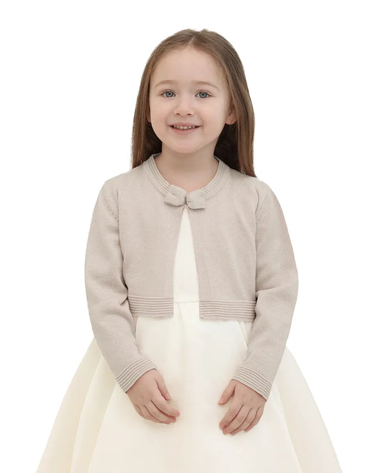 Little Girls' Long Sleeve Bowknot Closure Bolero Cardigan