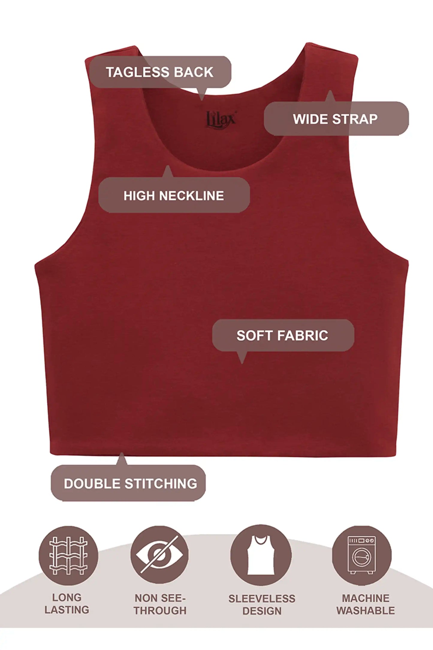 Girls' Double Lined Sleeveless Basic Crop Tank Top