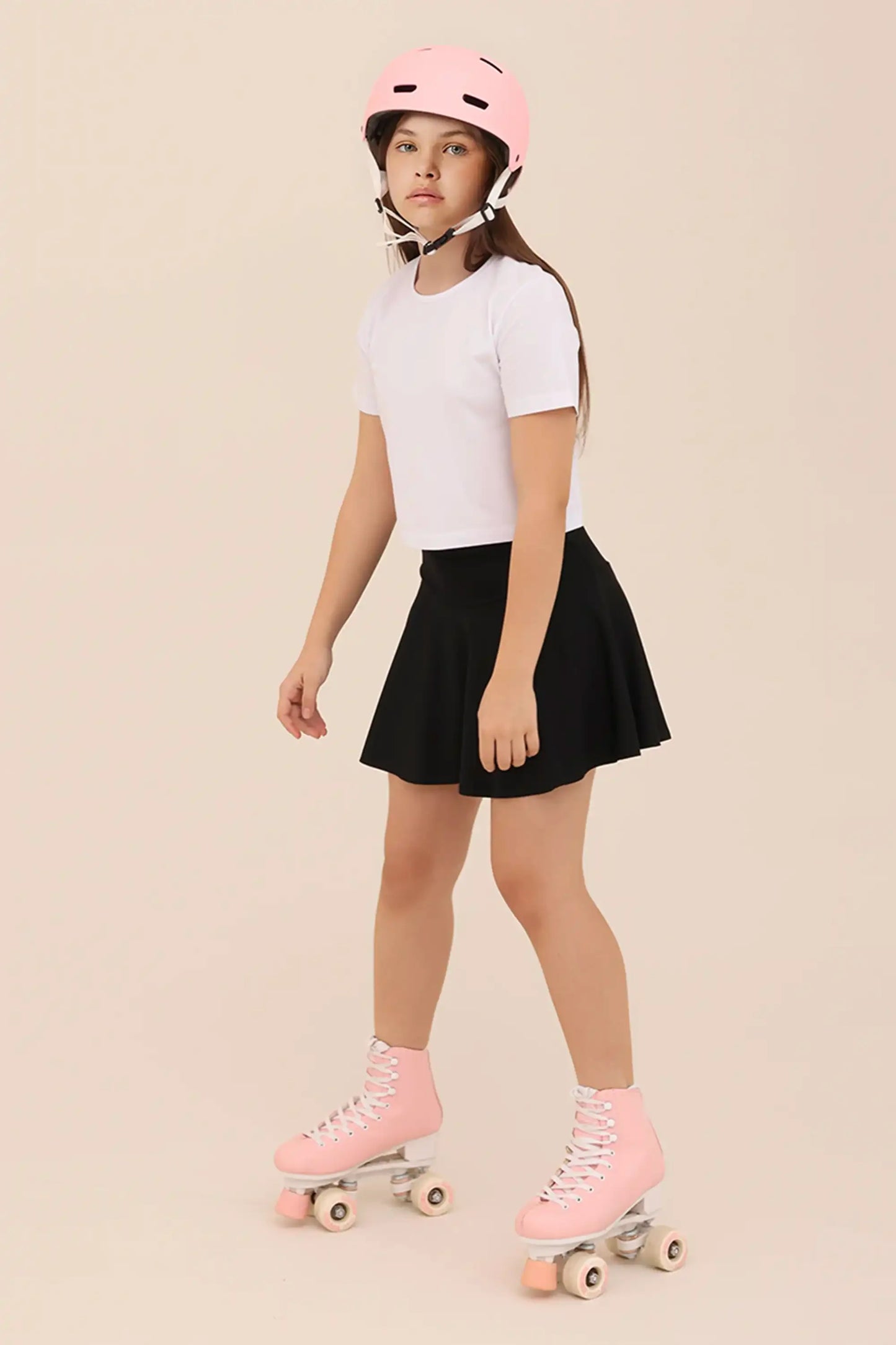 Girls Short Sleeve Crewneck Crop Top Tee