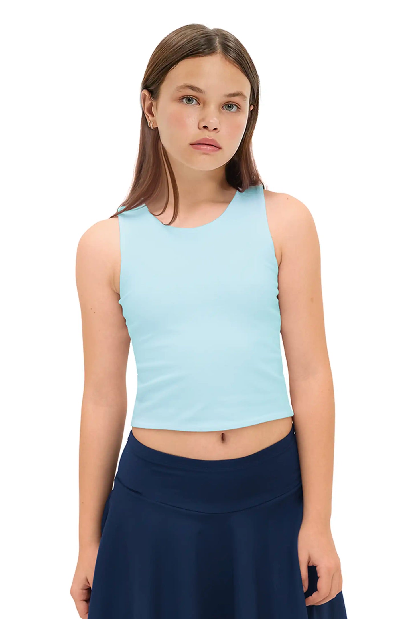 Girls' Double Lined Sleeveless Basic Crop Tank Top