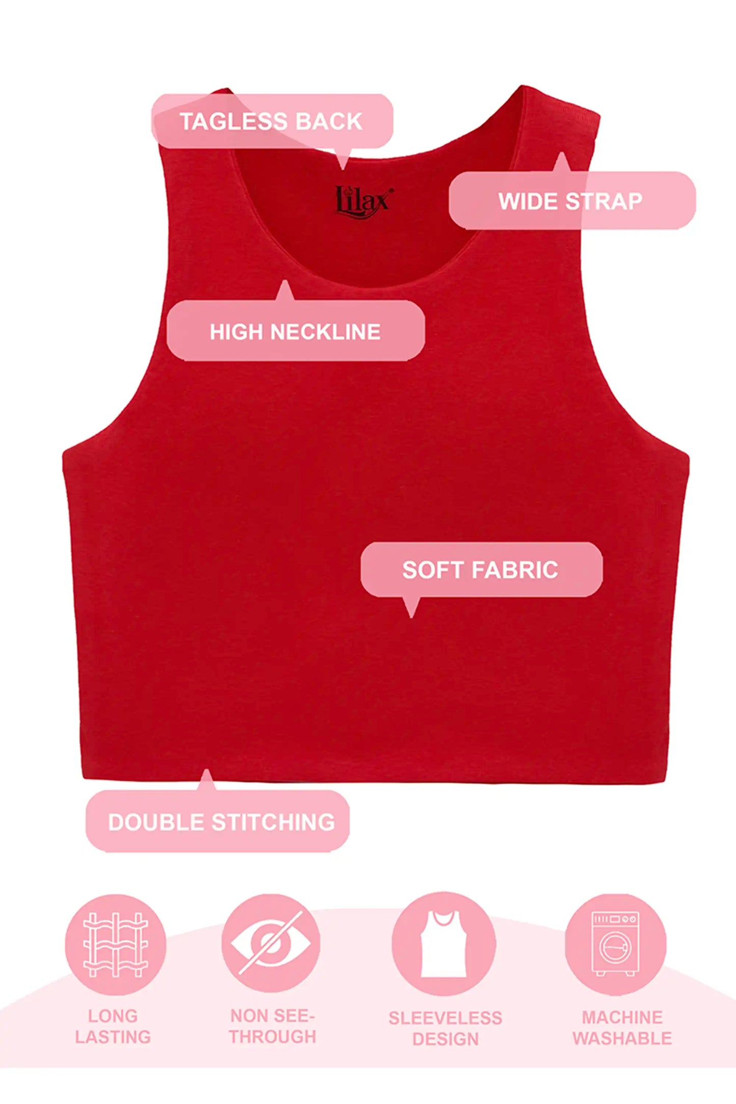 Girls' Double Lined Sleeveless Basic Crop Tank Top