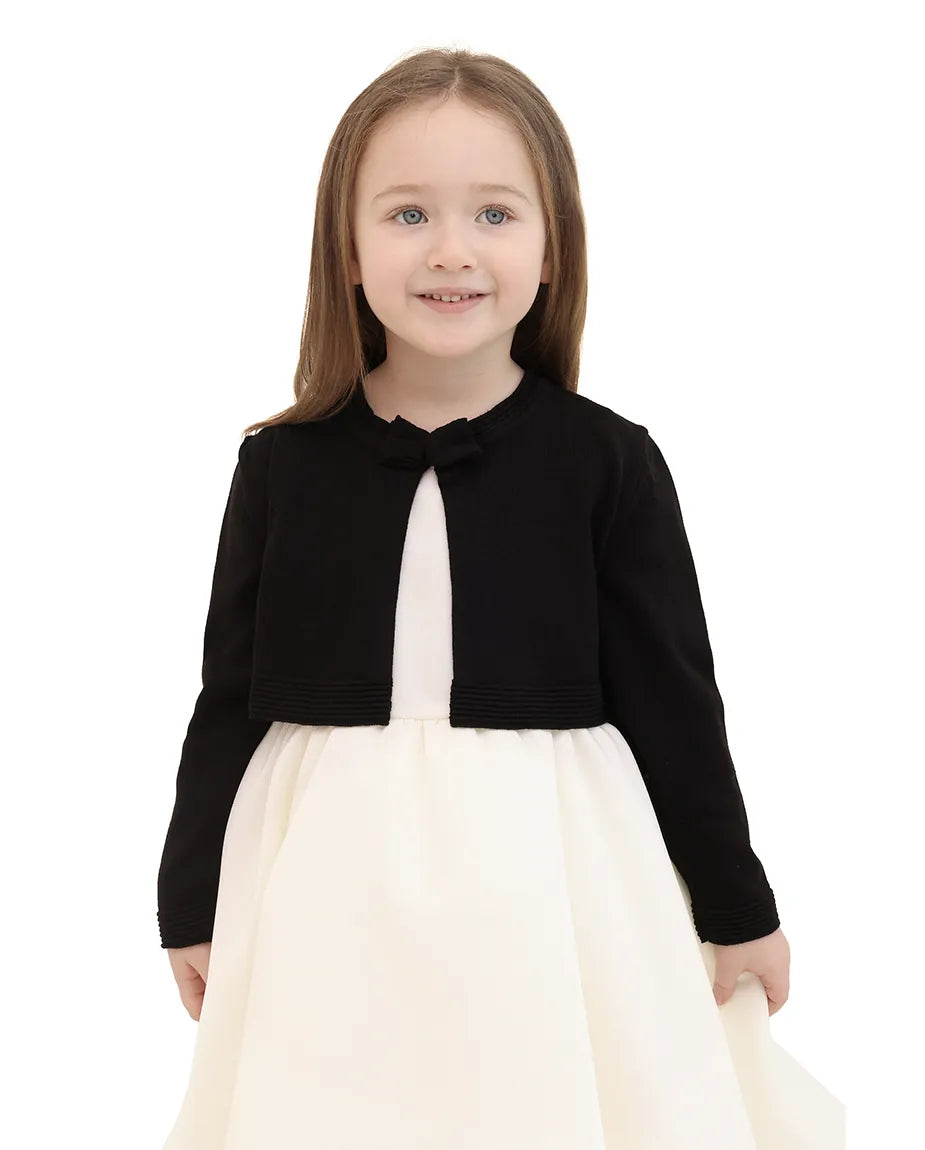 Little Girls' Long Sleeve Bowknot Closure Bolero Cardigan