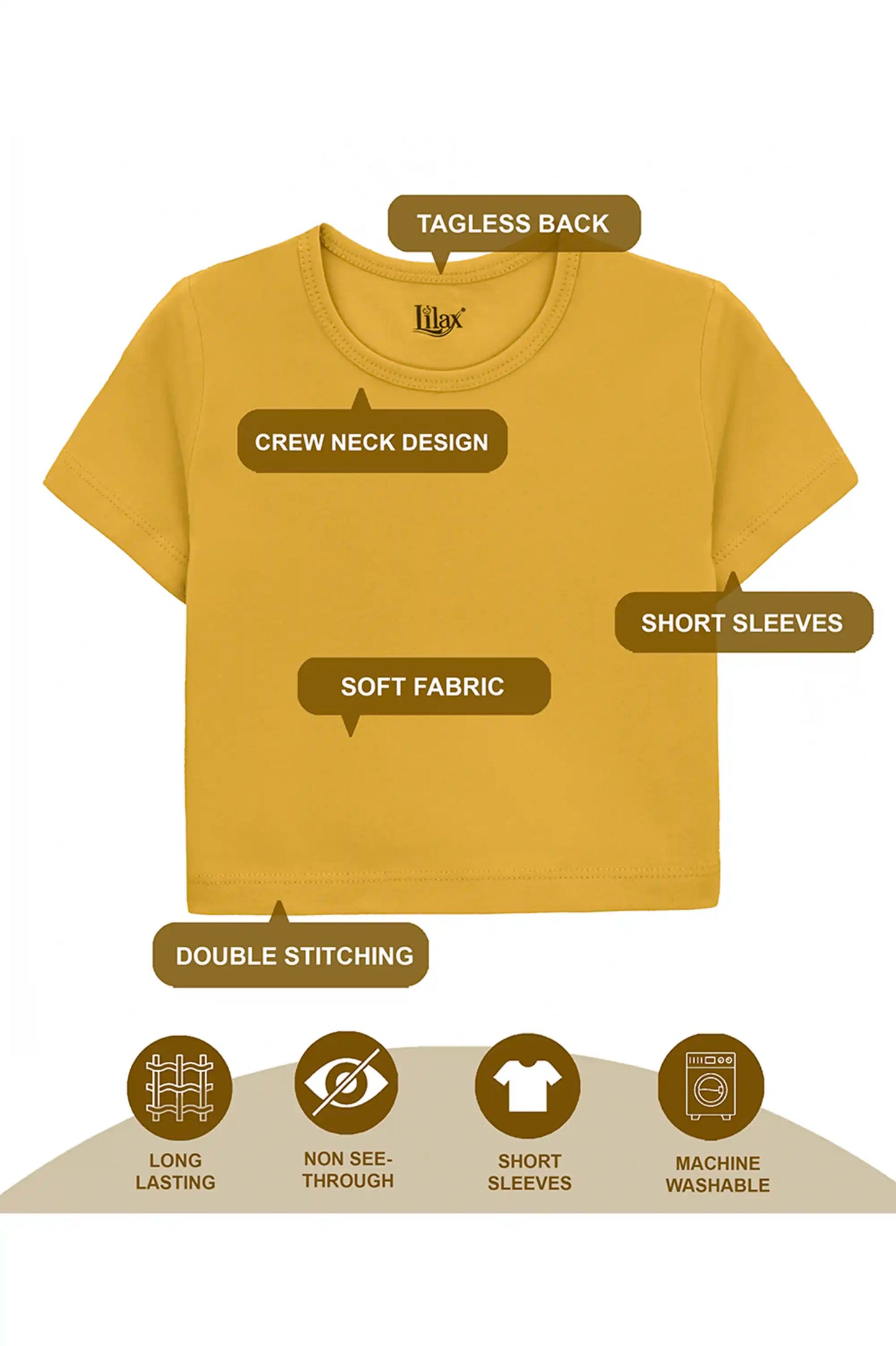 Girls Short Sleeve Crewneck Crop Top Tee