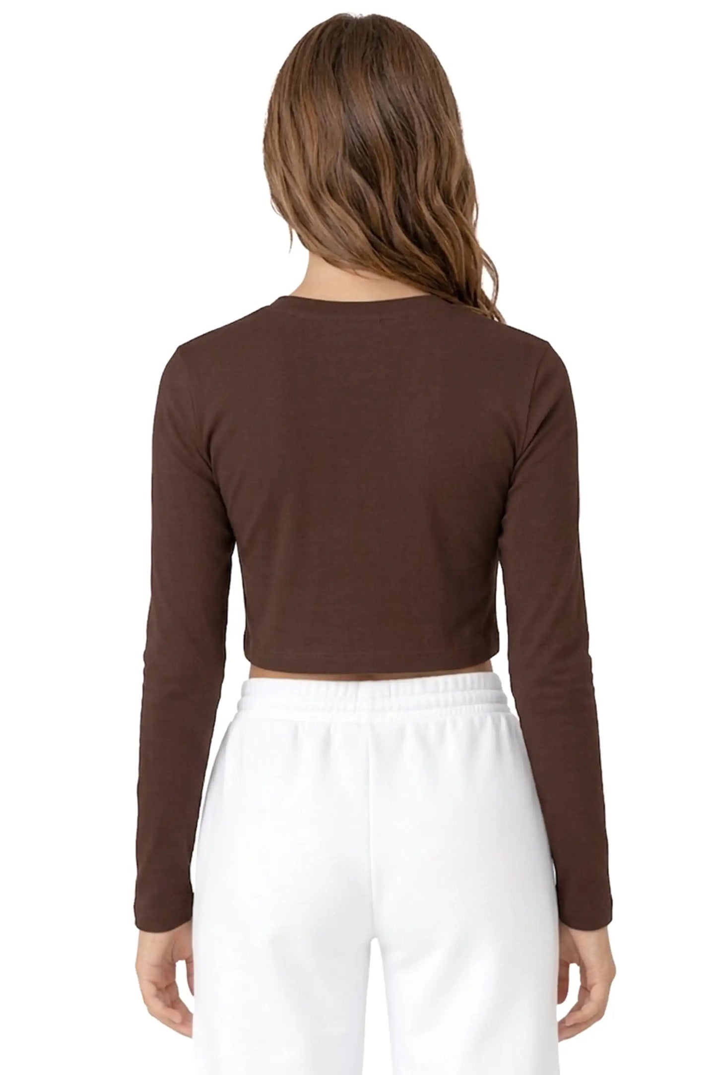 Girls' Long Sleeve Crop Top – Soft Cotton, 4-Way Stretch, Breathable Everyday Tee