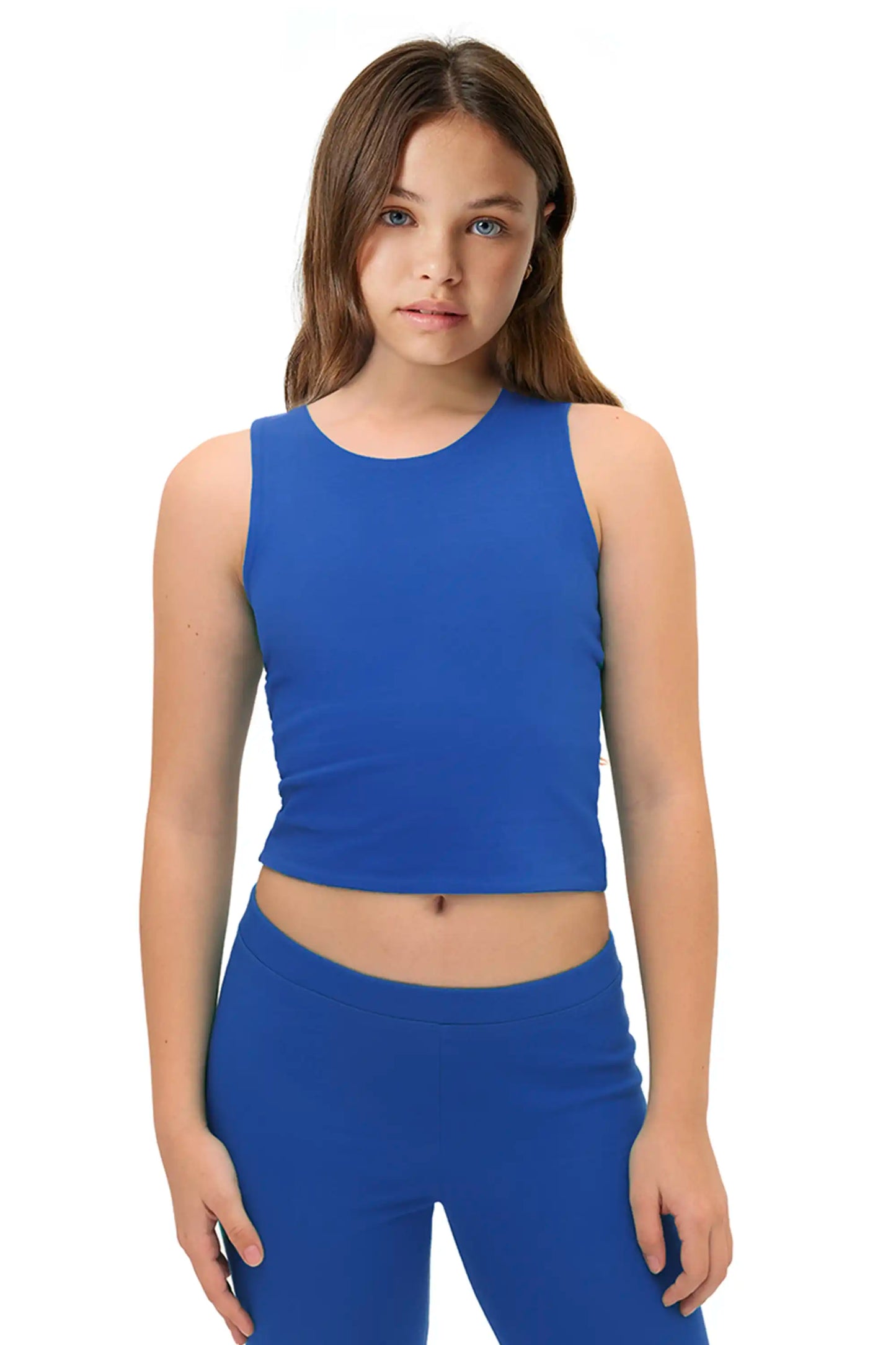 Girls' Double Lined Sleeveless Basic Crop Tank Top