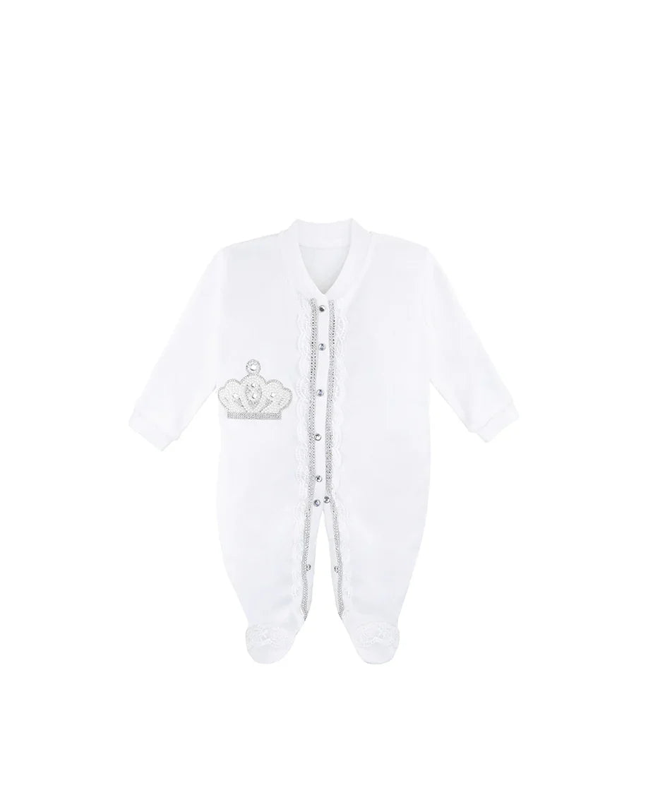 Jeweled Crown Layette Gift Set for Baby Girls: 3 Pieces