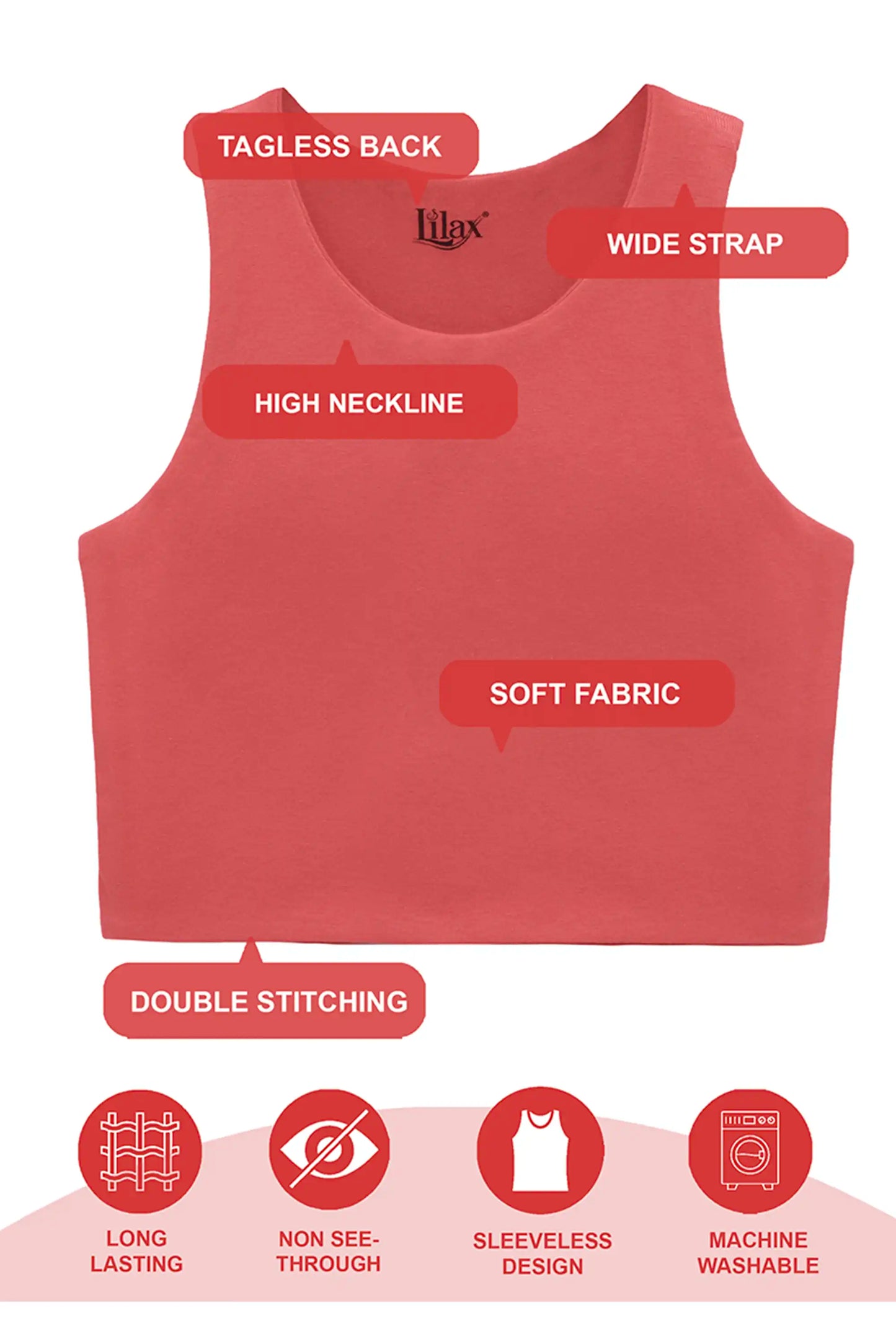 Girls' Double Lined Sleeveless Basic Crop Tank Top