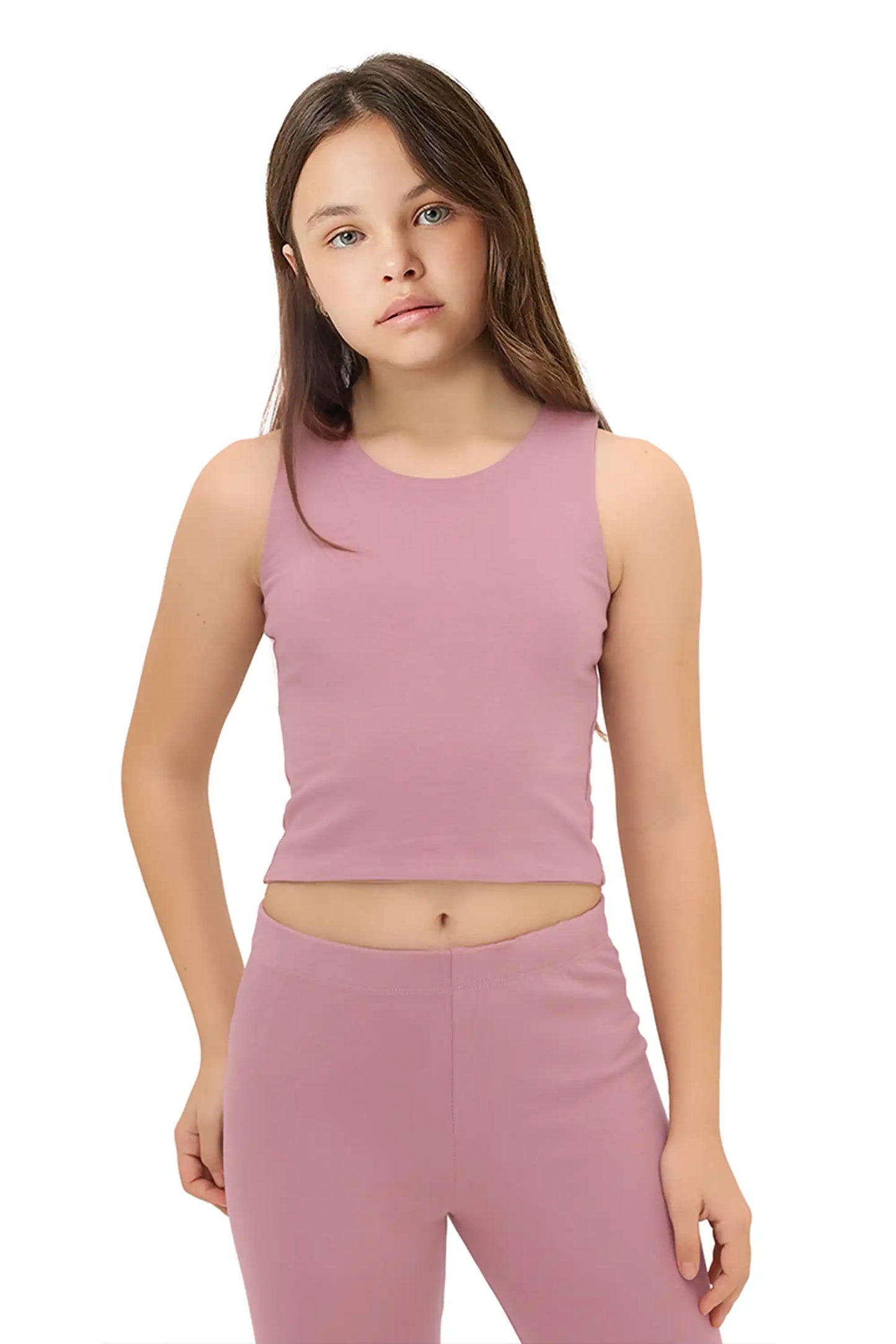 Girls' Double Lined Sleeveless Basic Crop Tank Top