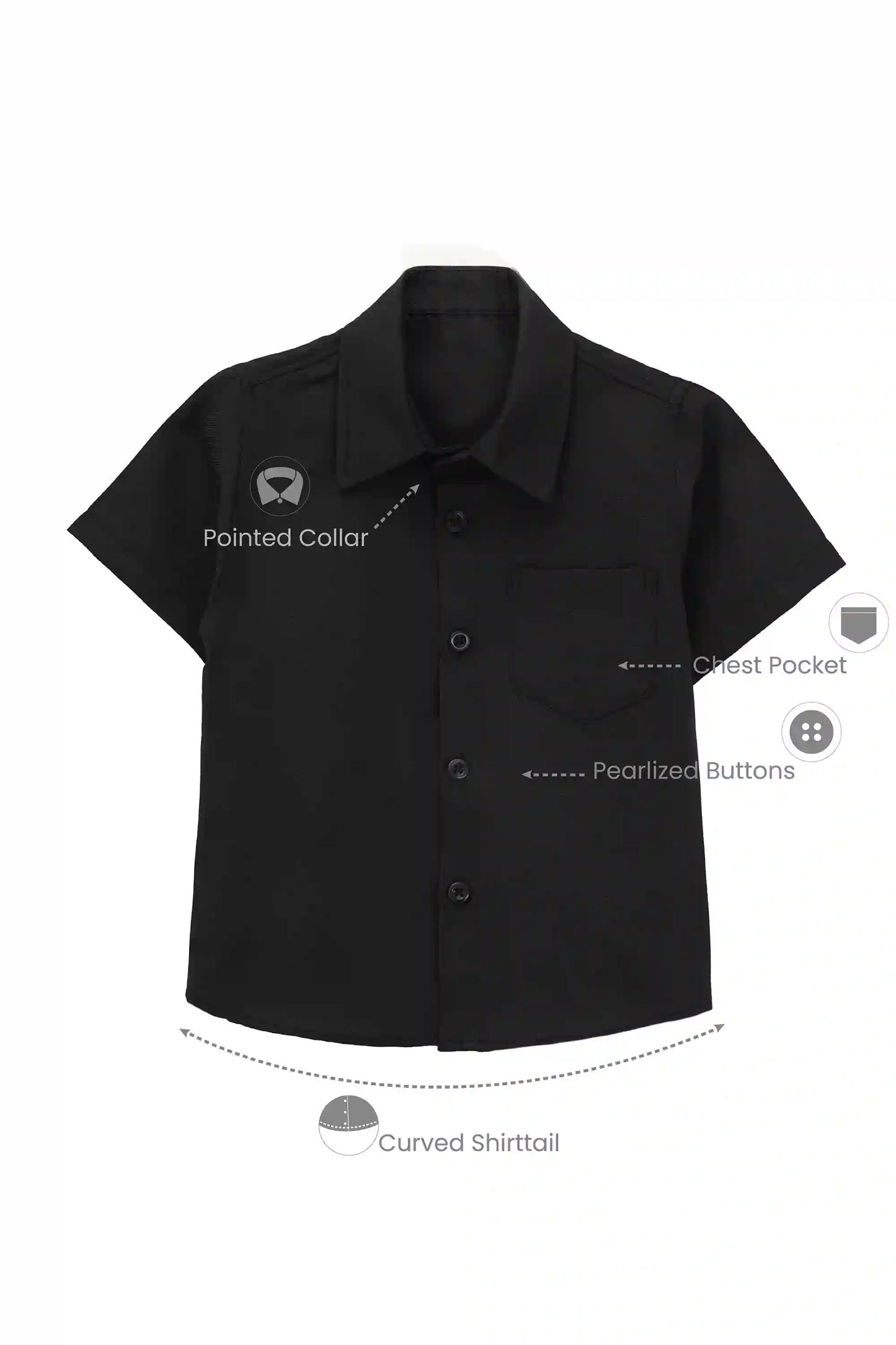 Boys' Button Down Shirt Solid Short Sleeve Classic Solid Oxford Dress Shirt