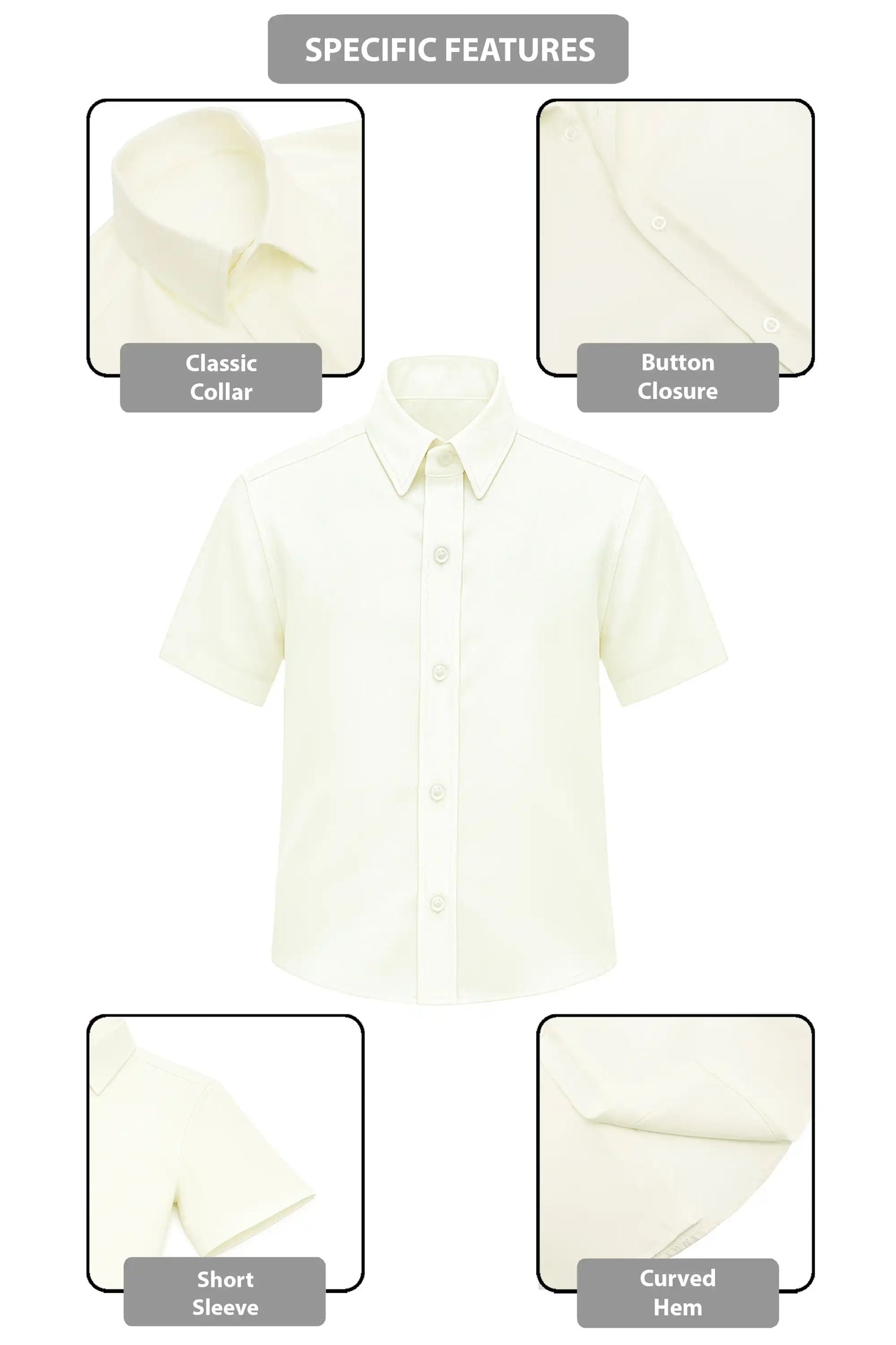Boys Classic Short Sleeve Button Down Casual Solid Dress Shirt