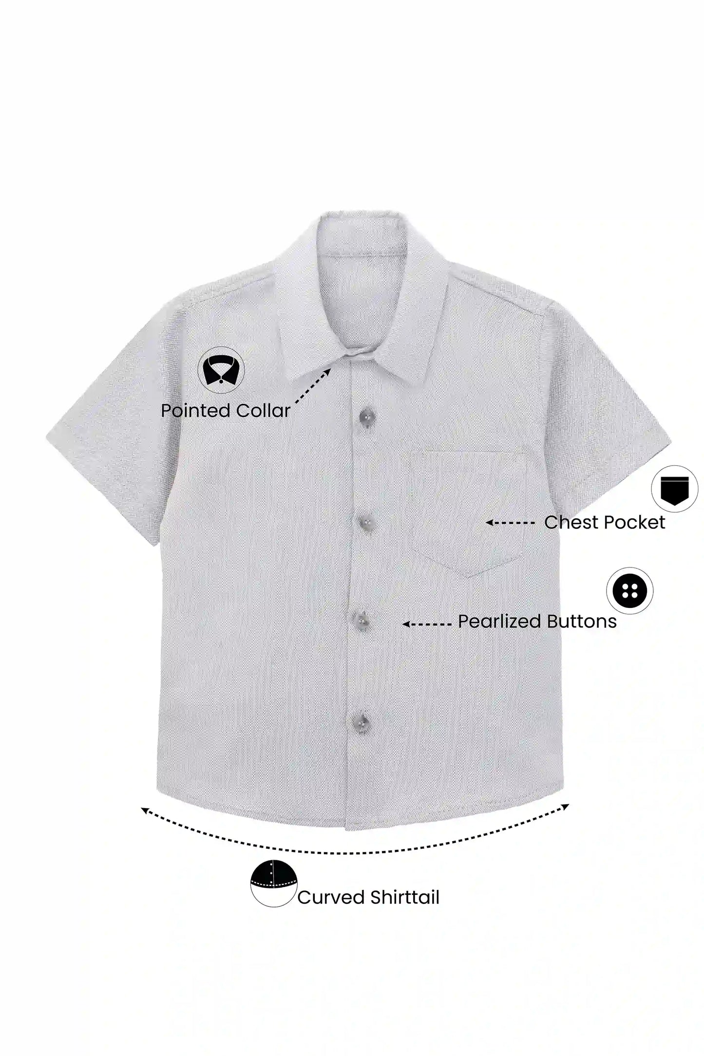 Boys' Button Down Shirt Solid Short Sleeve Classic Solid Oxford Dress Shirt