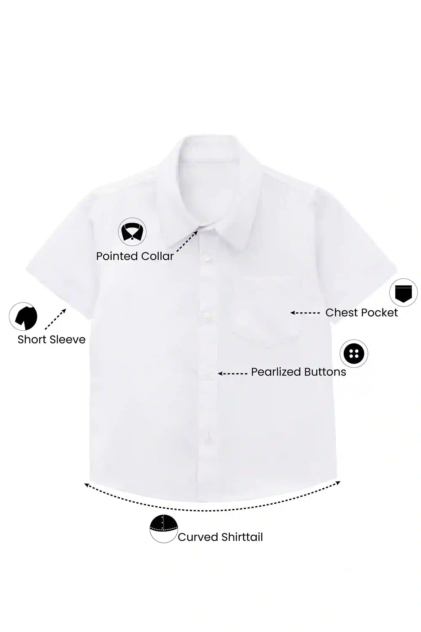 Boys' Button Down Shirt Solid Short Sleeve Classic Solid Oxford Dress Shirt