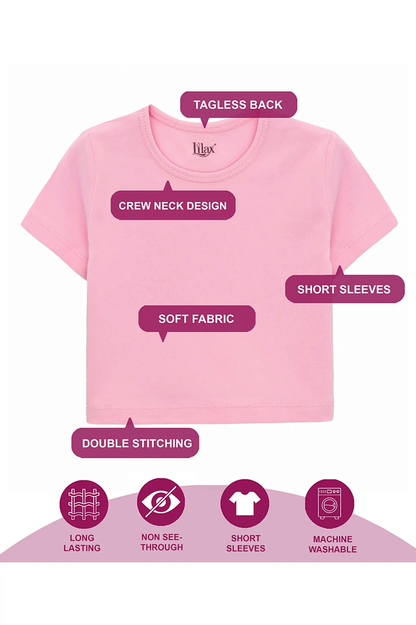 Girls Short Sleeve Crewneck Crop Top Tee