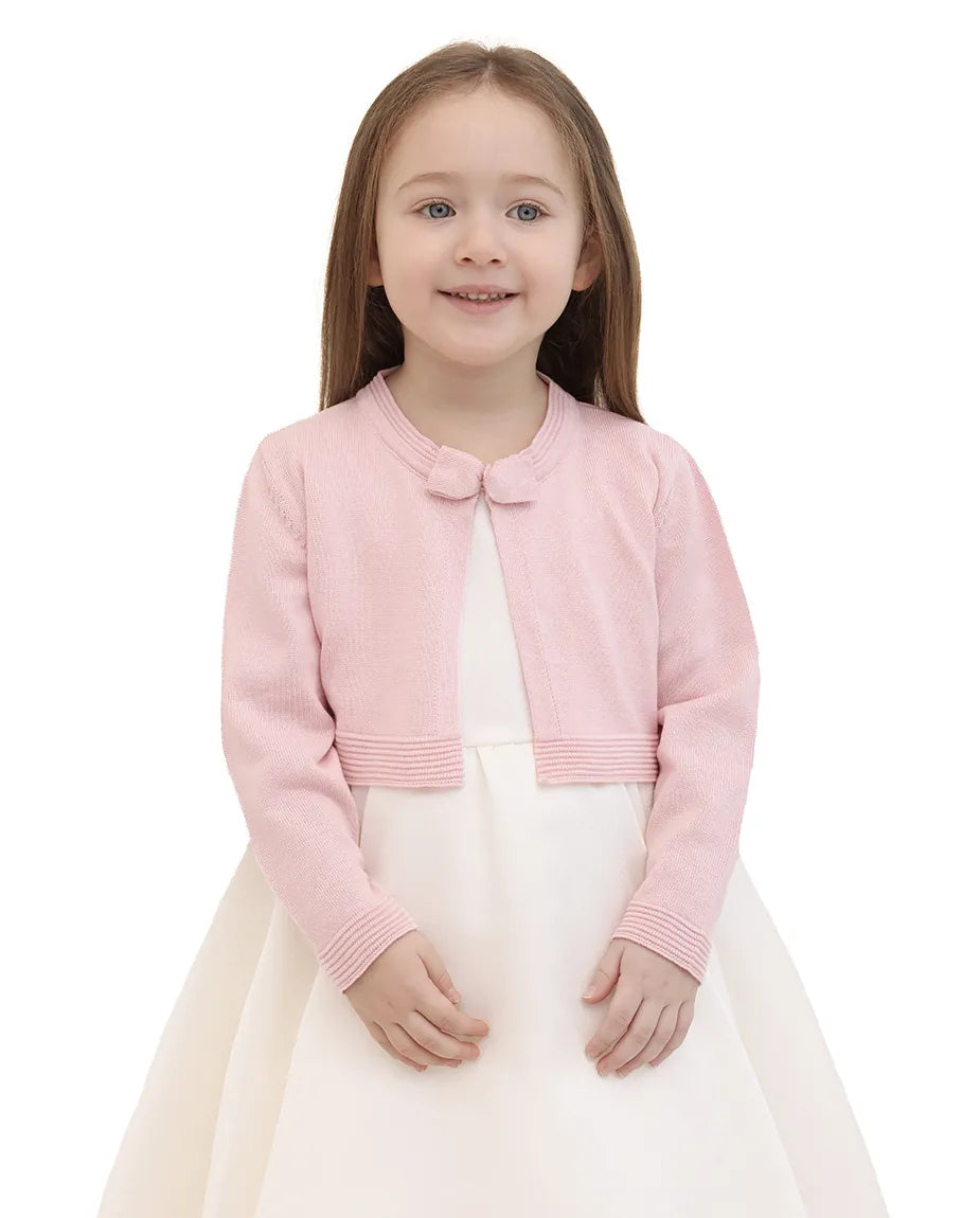Little Girls' Long Sleeve Bowknot Closure Bolero Cardigan