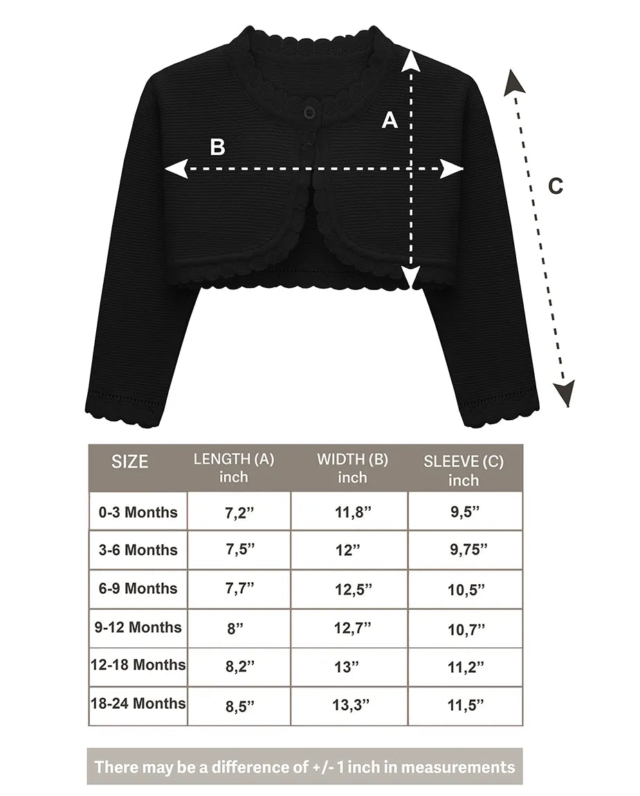 Girls' Long Sleeve Knit Button Closure Bolero Shrug