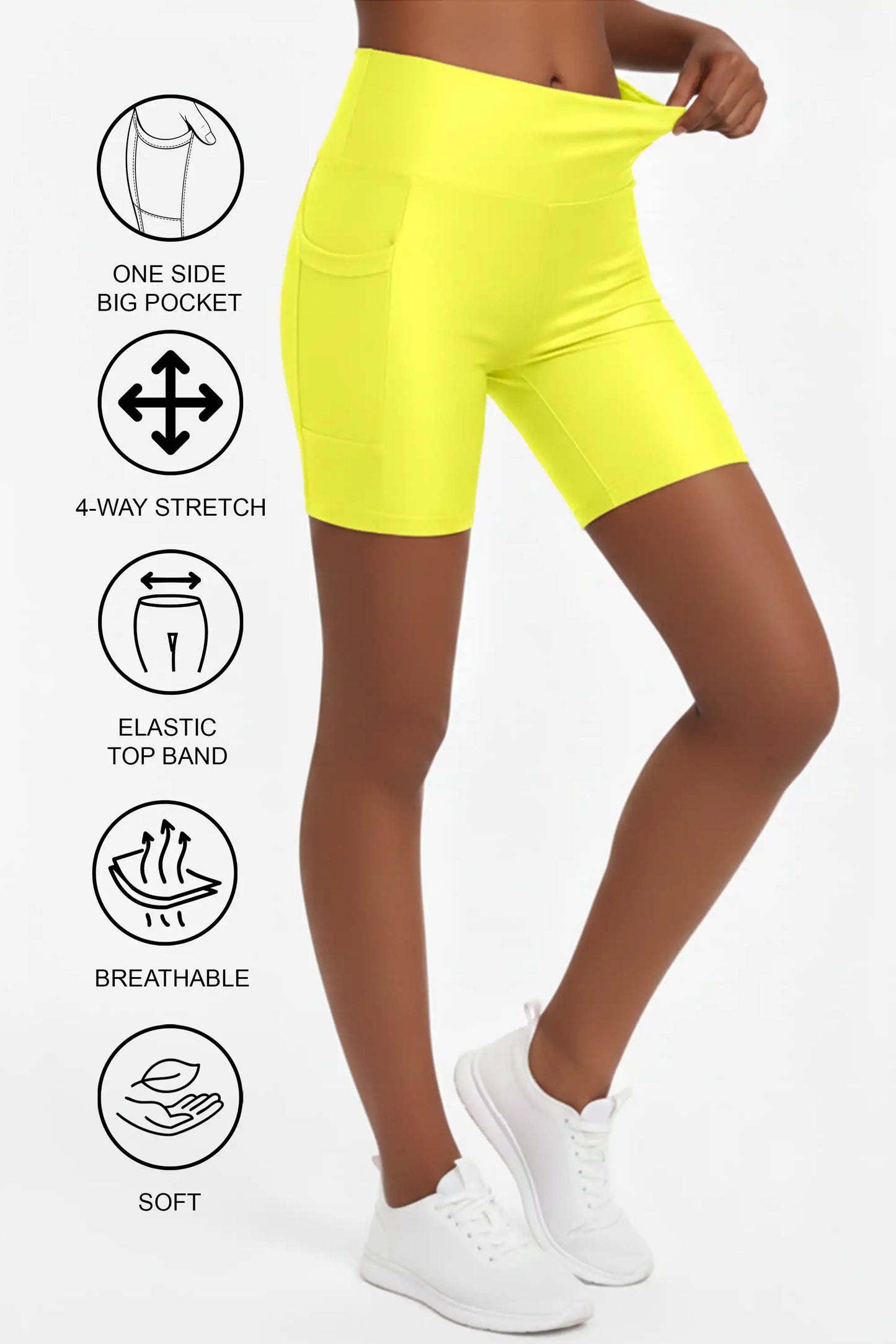 Girls Athletic Shorts with Pocket High Waisted Biker Shorts for Dance Yoga Gymnastics