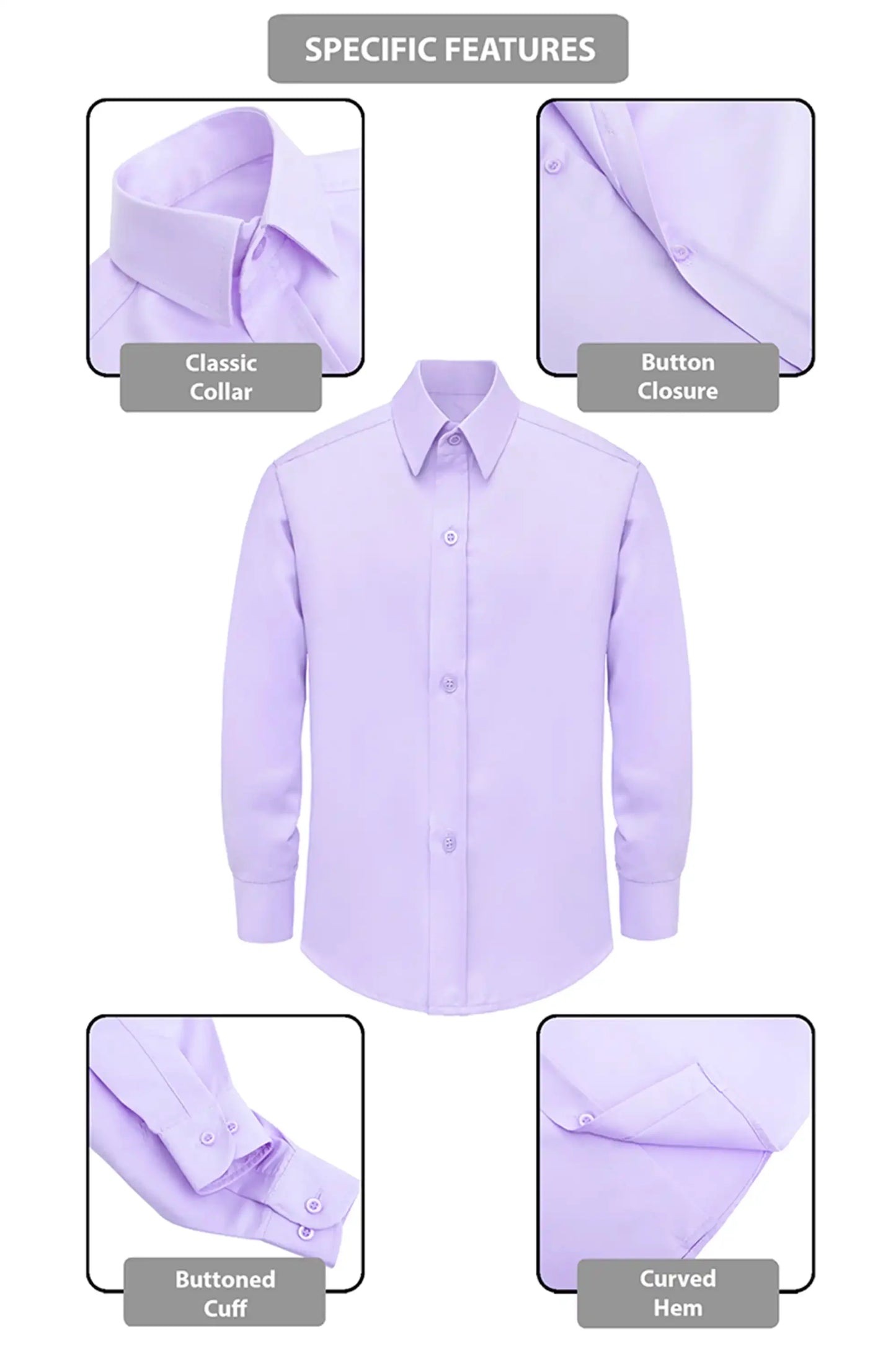 Boys' Button Down Shirt Solid Long Sleeve Dress Shirt