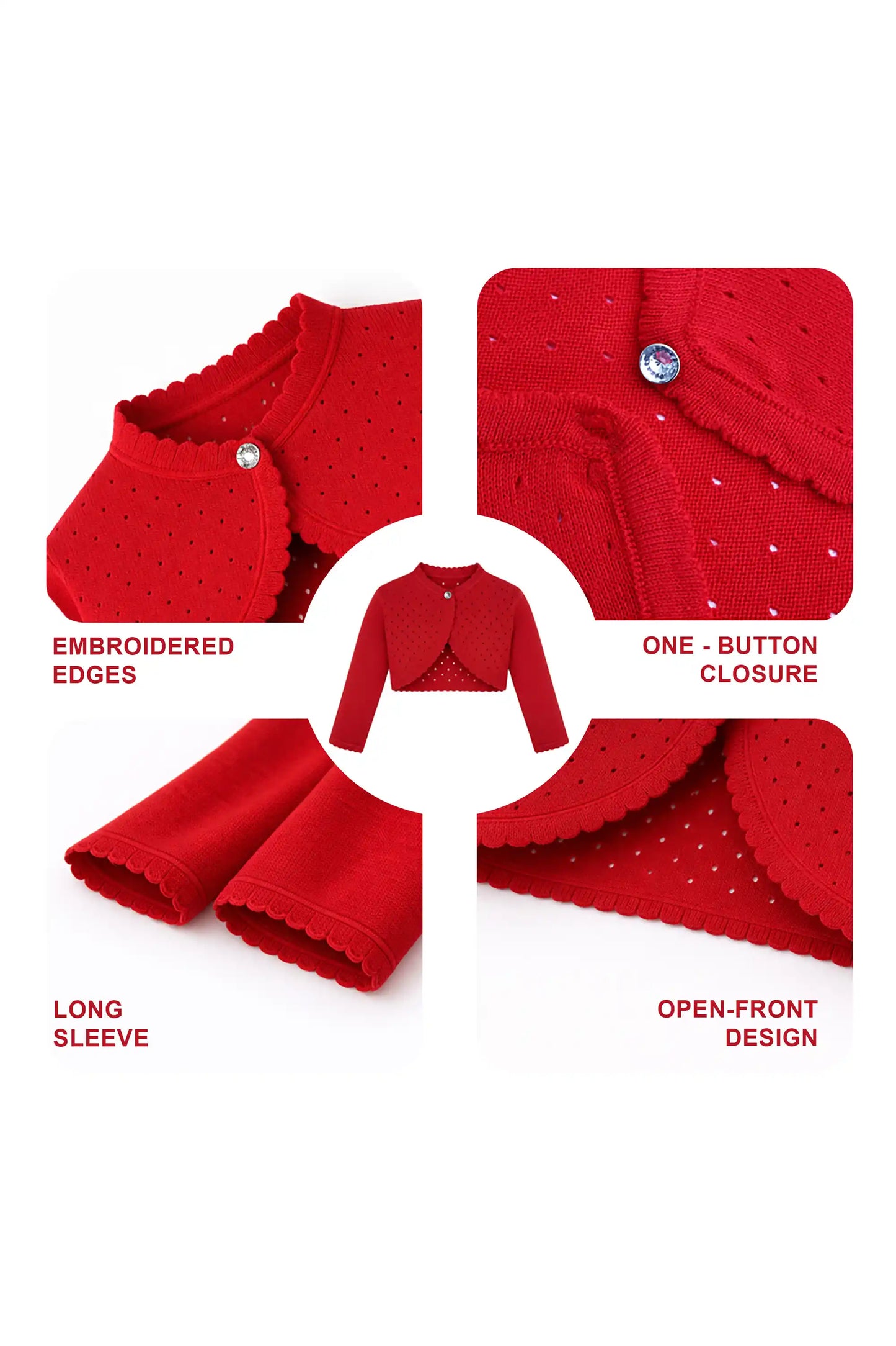 Baby Girls' Long Sleeve Knit One Button Closure Bolero Shrug