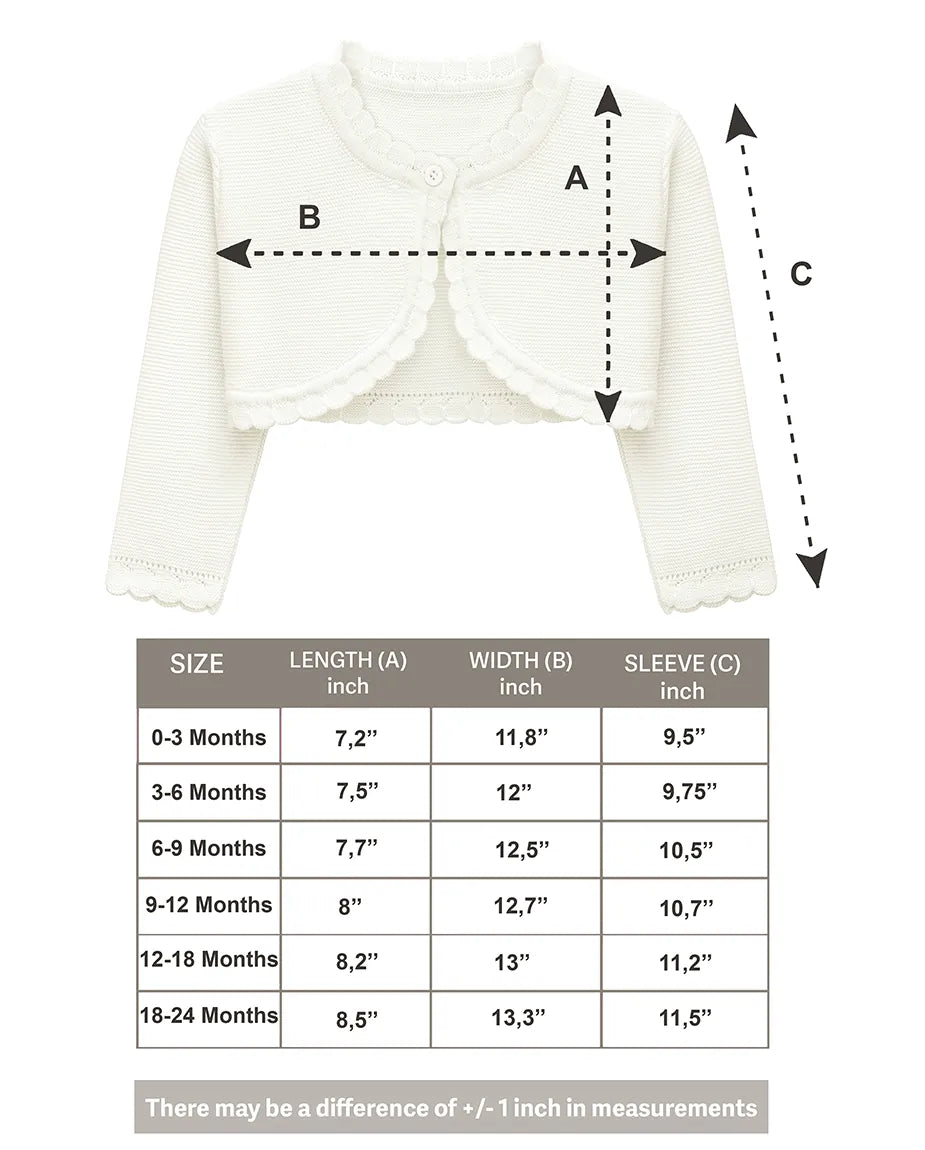 Girls' Long Sleeve Knit Button Closure Bolero Shrug