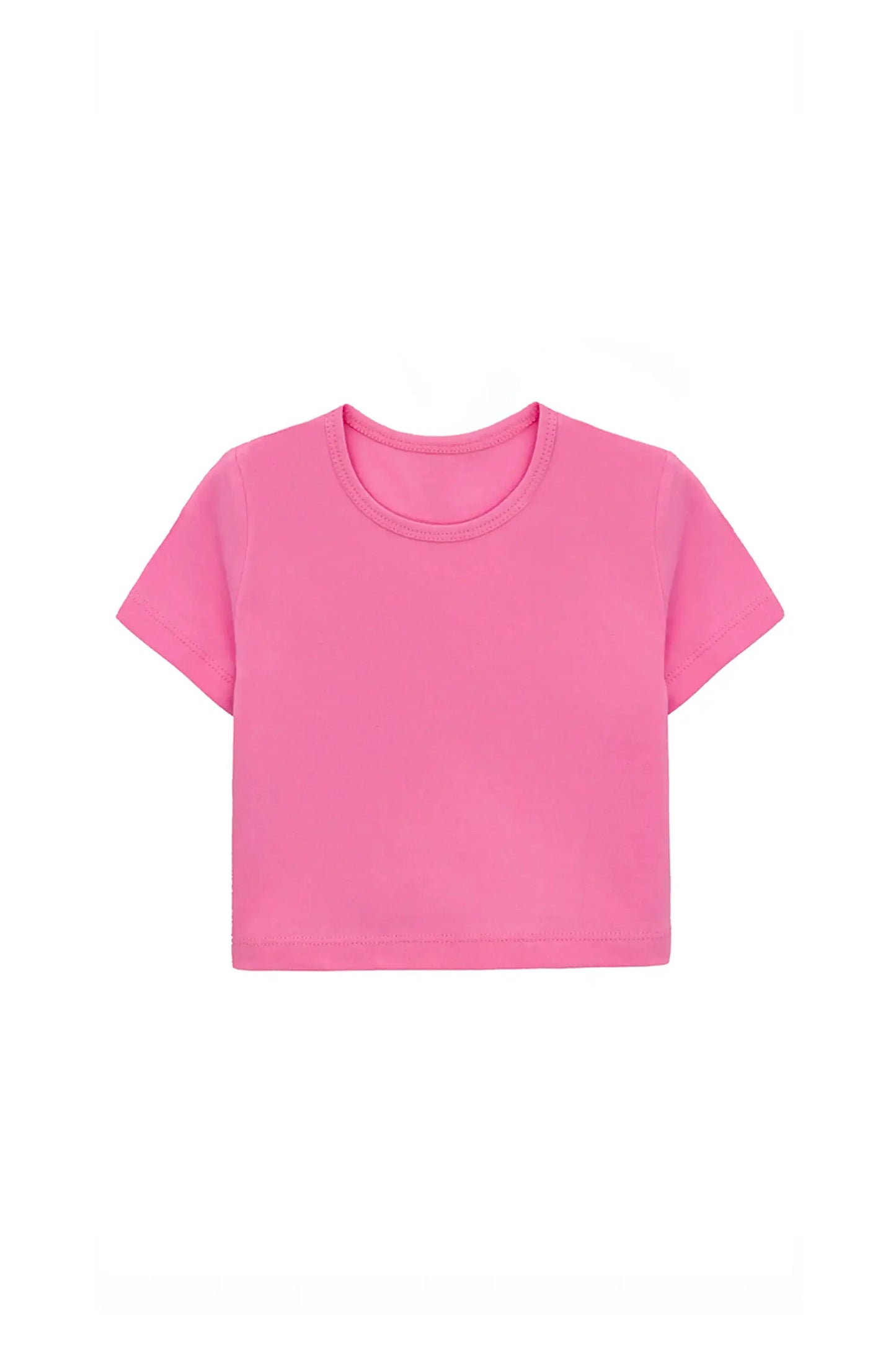 Girls Short Sleeve Crewneck Crop Top Tee