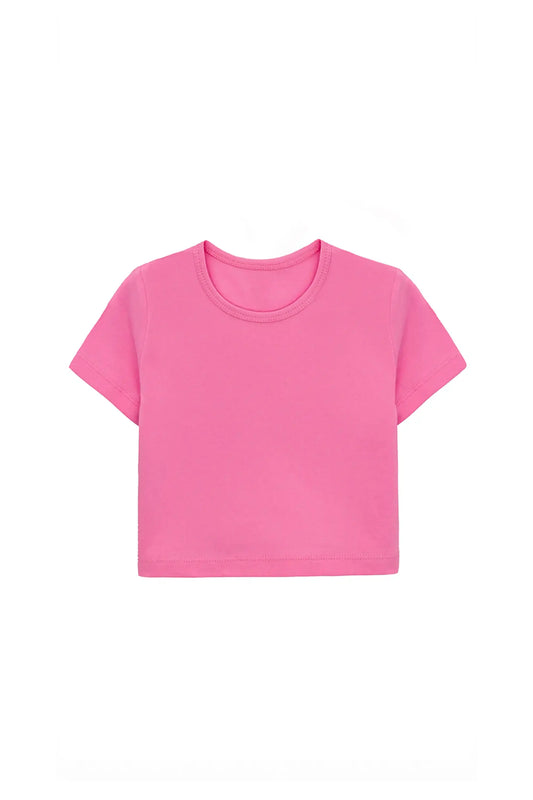 Girls Short Sleeve Crewneck Crop Top Tee