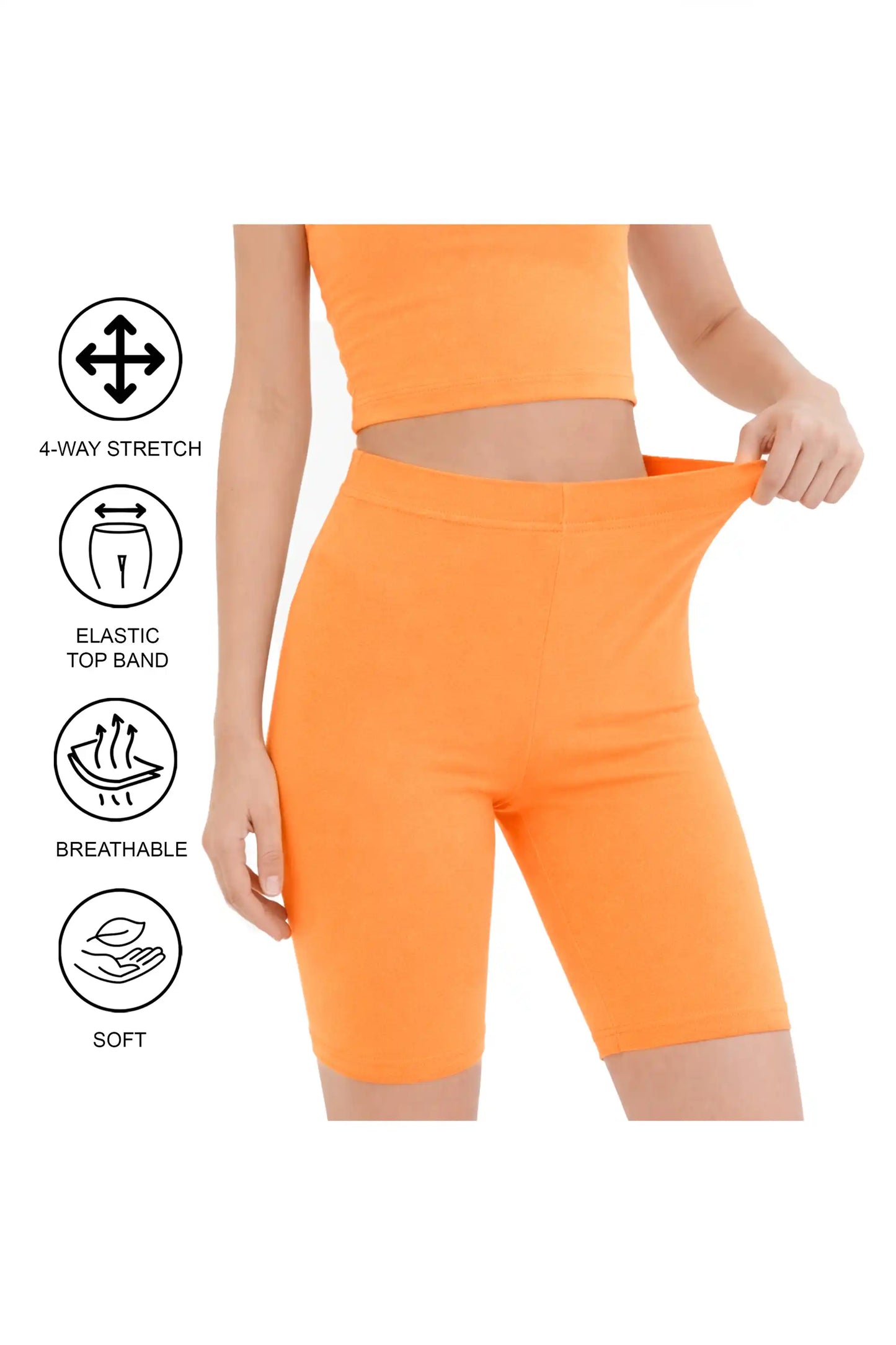 Girls' Soft Stretch Bike Shorts | Elastic Waist | Cotton Blend | Toddler & Kids Sizes 2T–12Y