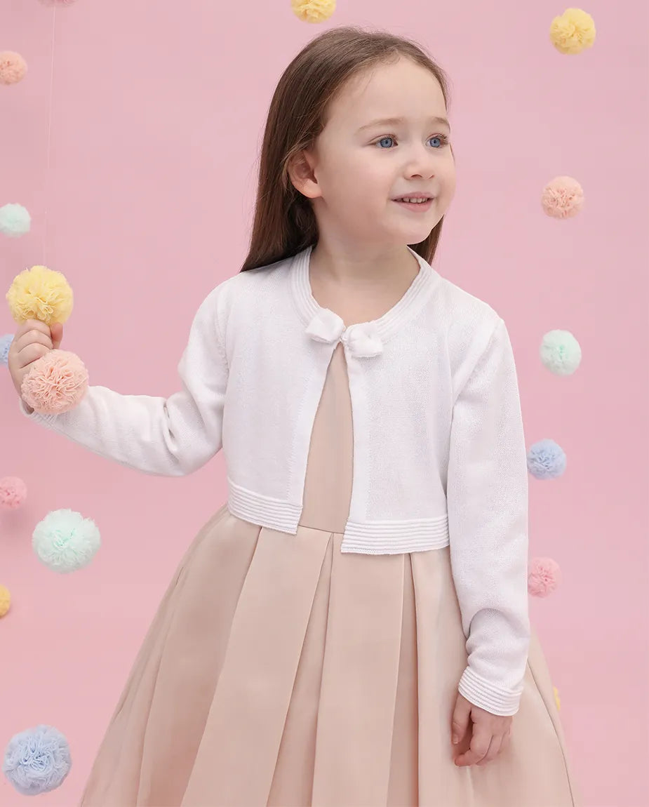 Little Girls' Long Sleeve Bowknot Closure Bolero Cardigan