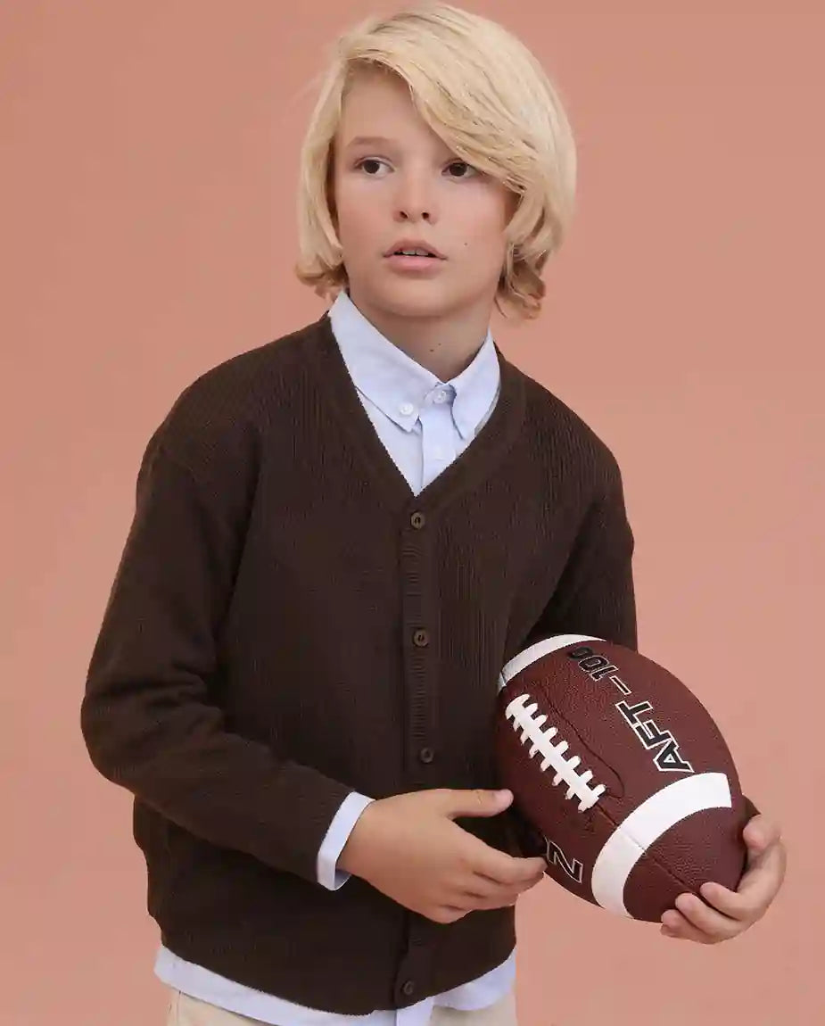 Little Boys Basic Long Sleeve V-Neck Classic Knit Cardigan Sweater