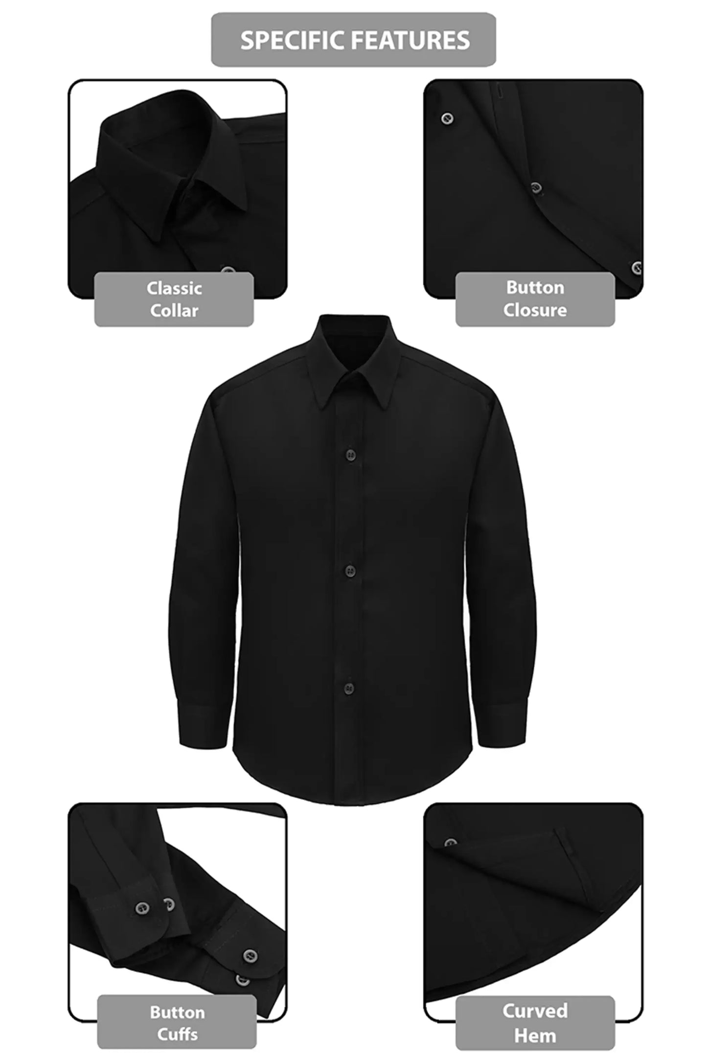 Boys' Button Down Shirt Solid Long Sleeve Dress Shirt