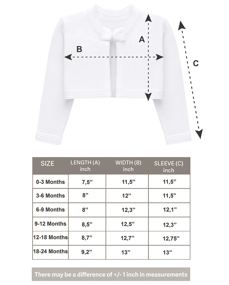 Baby Girls' Long Sleeve Bowknot Closure Bolero Cardigan