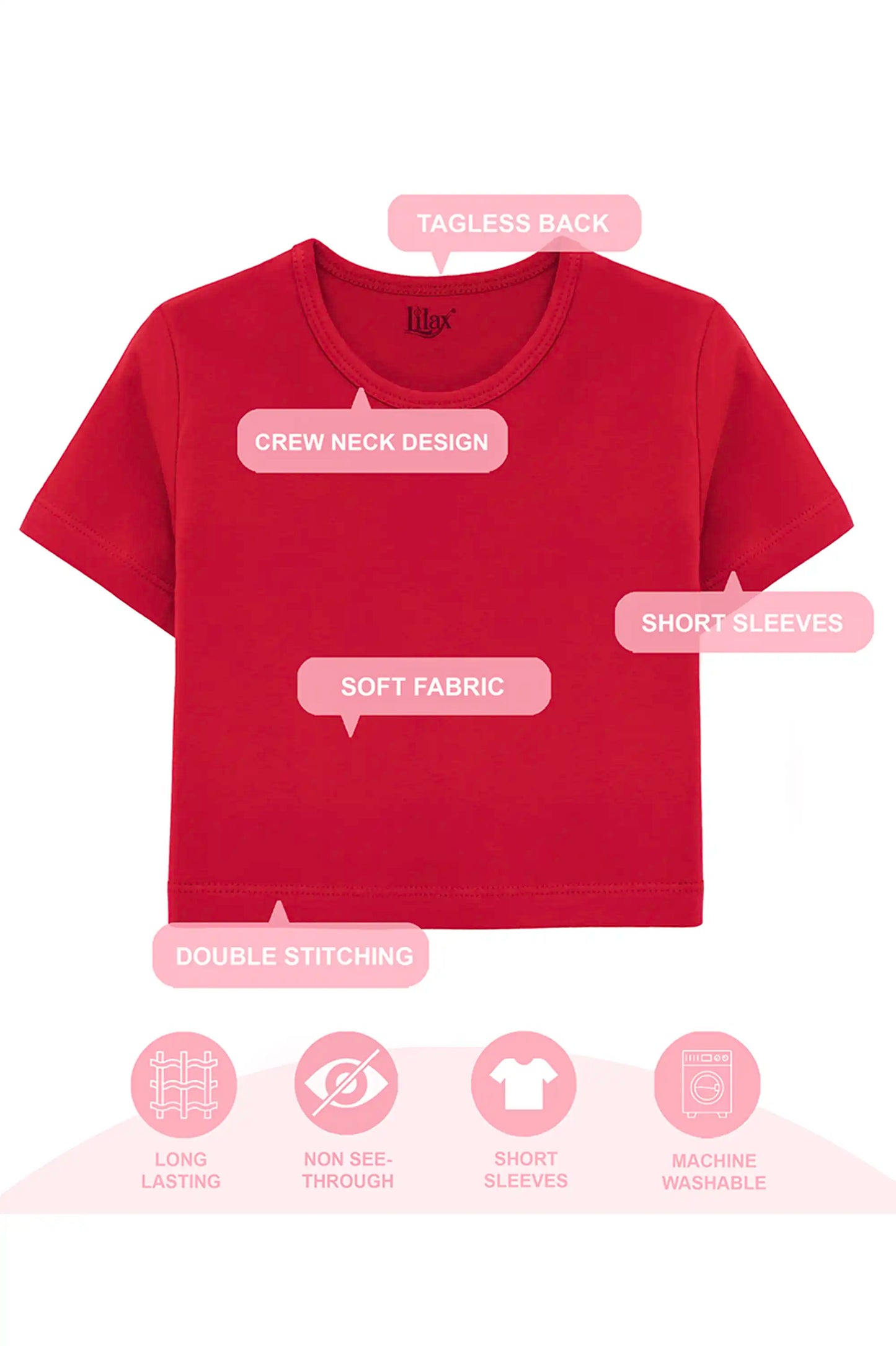 Girls Short Sleeve Crewneck Crop Top Tee