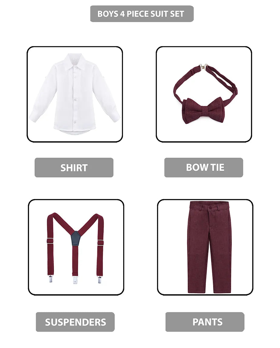 Boys Formal Slim Fit 4 Piece Pant Set