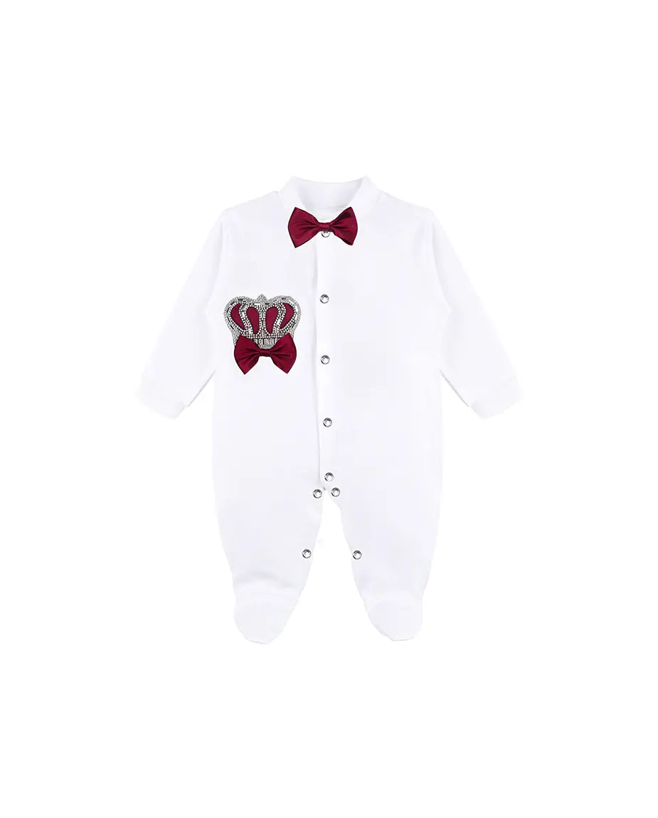 Regal and Handsome: 5-Piece Layette Gift Set with Jeweled Crown Tuxedo for Baby Boys (0-3 Months)