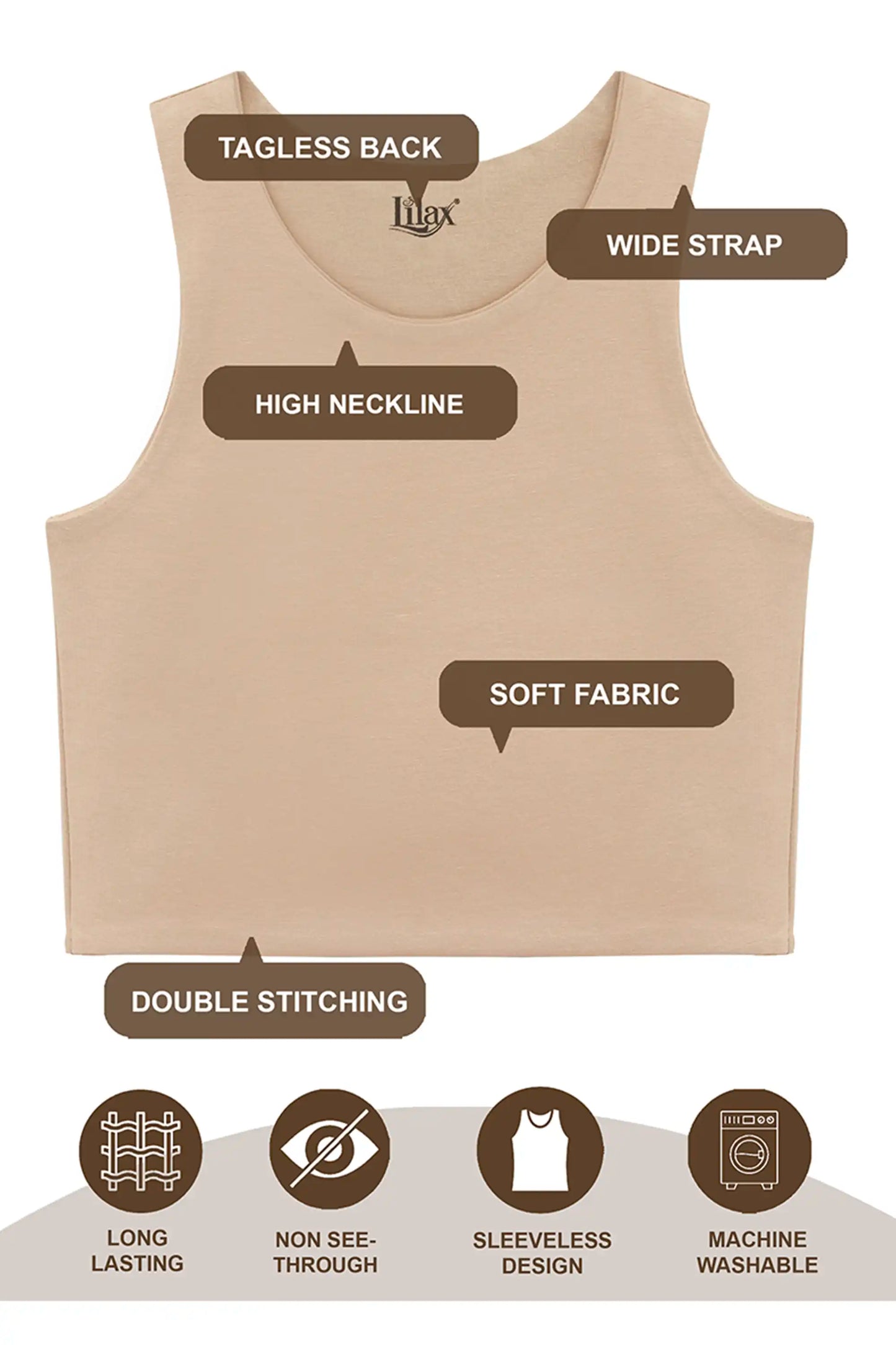 Girls' Double Lined Sleeveless Basic Crop Tank Top