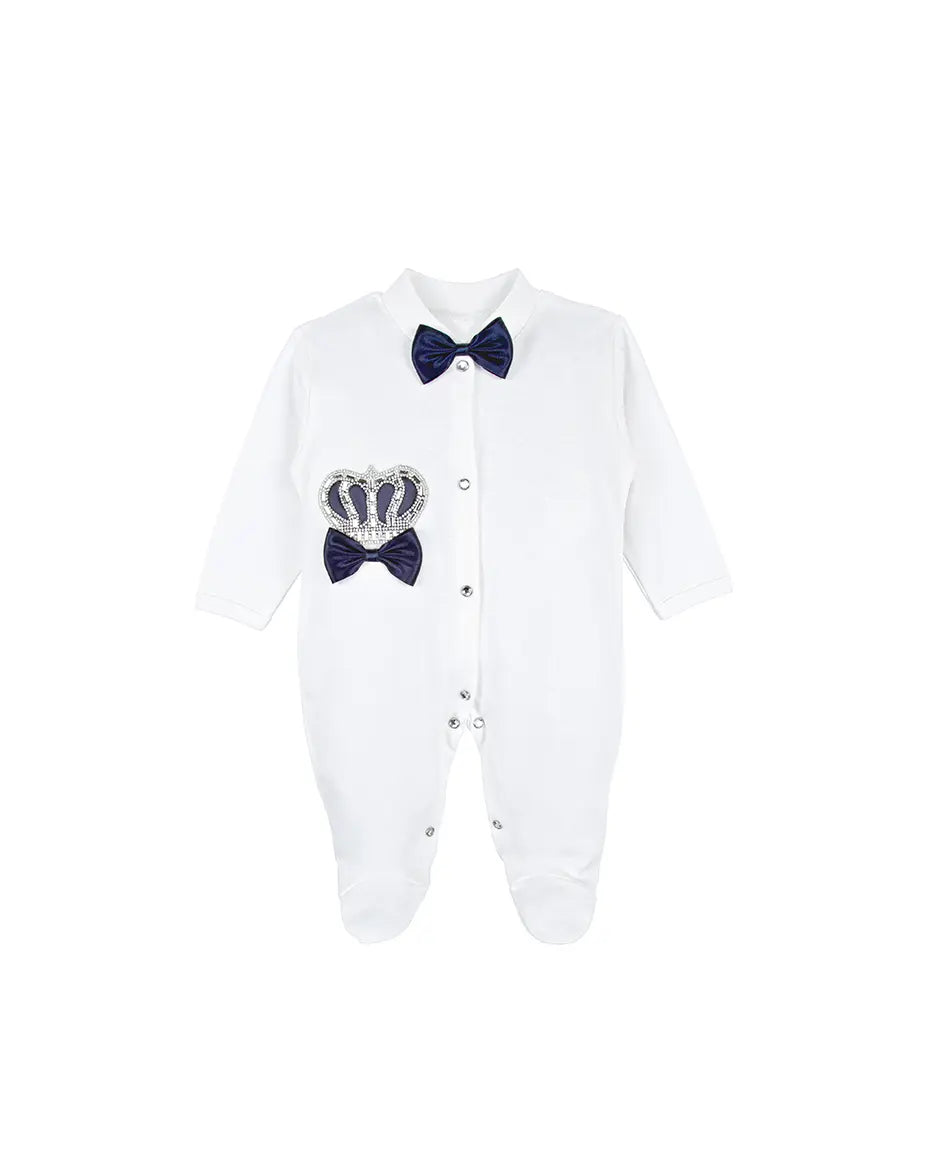 Regal and Handsome: 5-Piece Layette Gift Set with Jeweled Crown Tuxedo for Baby Boys (0-3 Months)