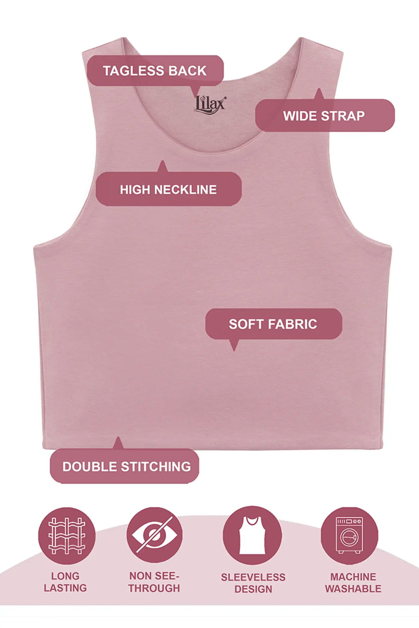 Girls' Double Lined Sleeveless Basic Crop Tank Top