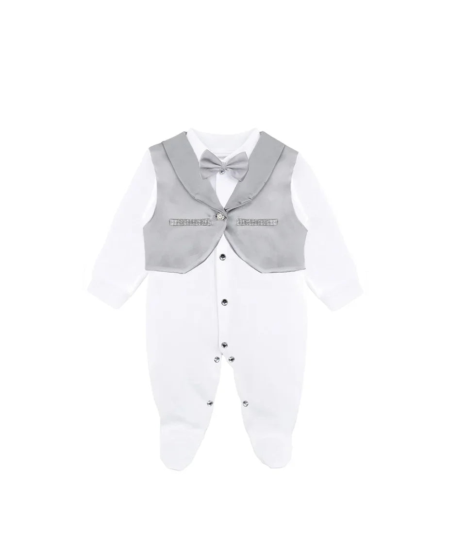 Regal and Handsome: 5-Piece Layette Gift Set with Jeweled Crown Tuxedo for Baby Boys (0-3 Months)
