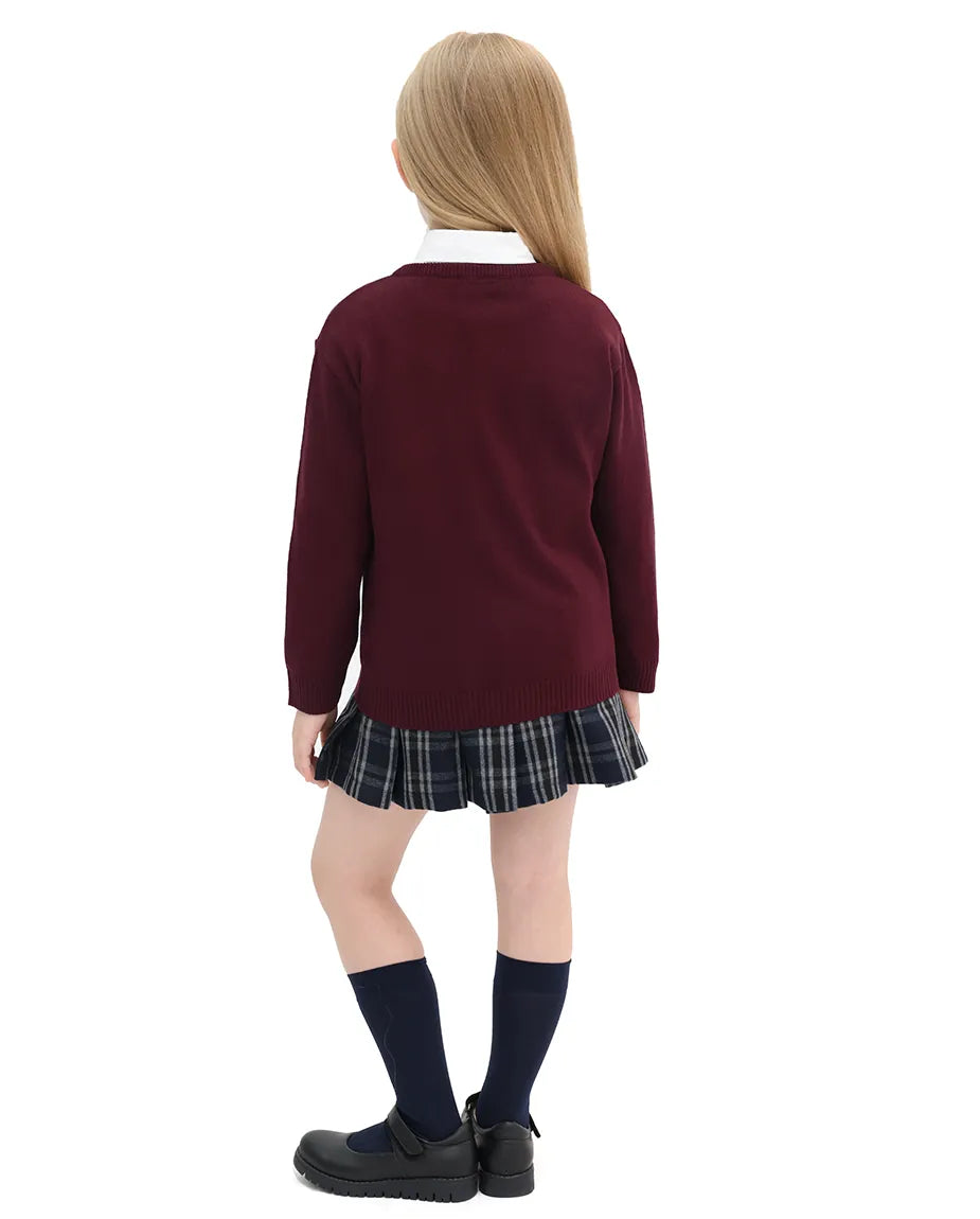 Girls Knit Pearl Buttoned Cardigan Sweater