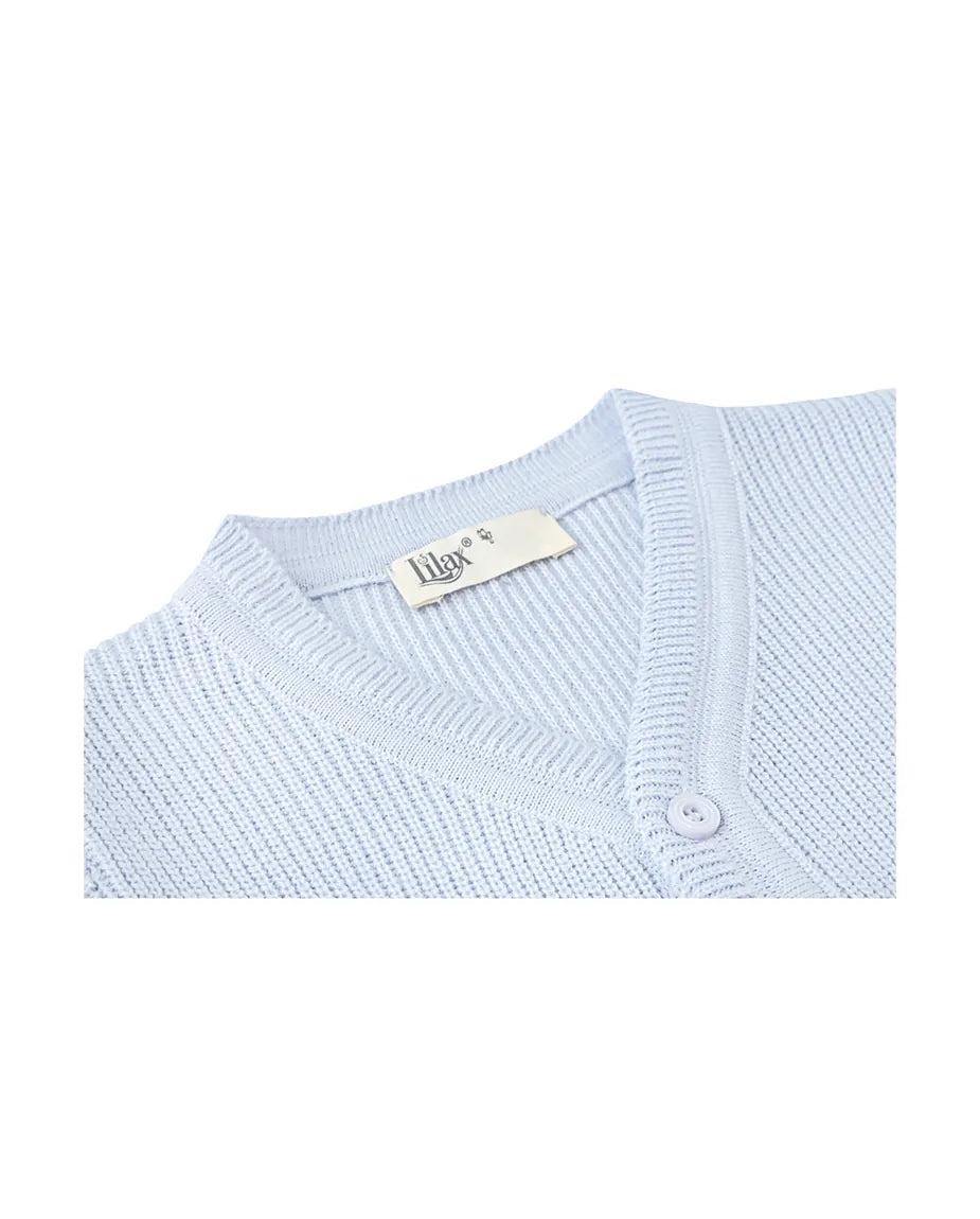 Baby Knit Ribbed V-Neck Button-Down Cardigan Sweater