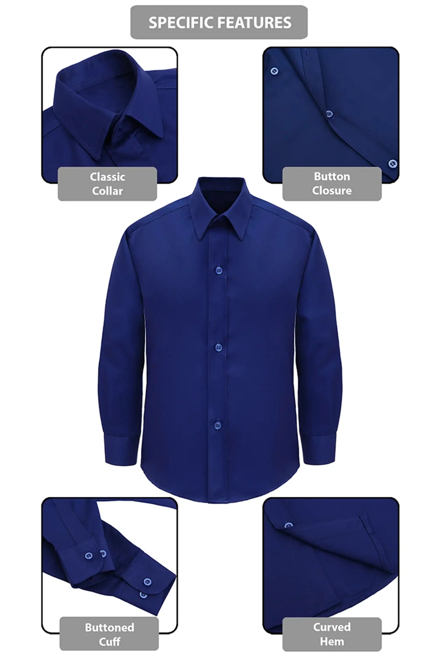 Boys' Button Down Shirt Solid Long Sleeve Dress Shirt