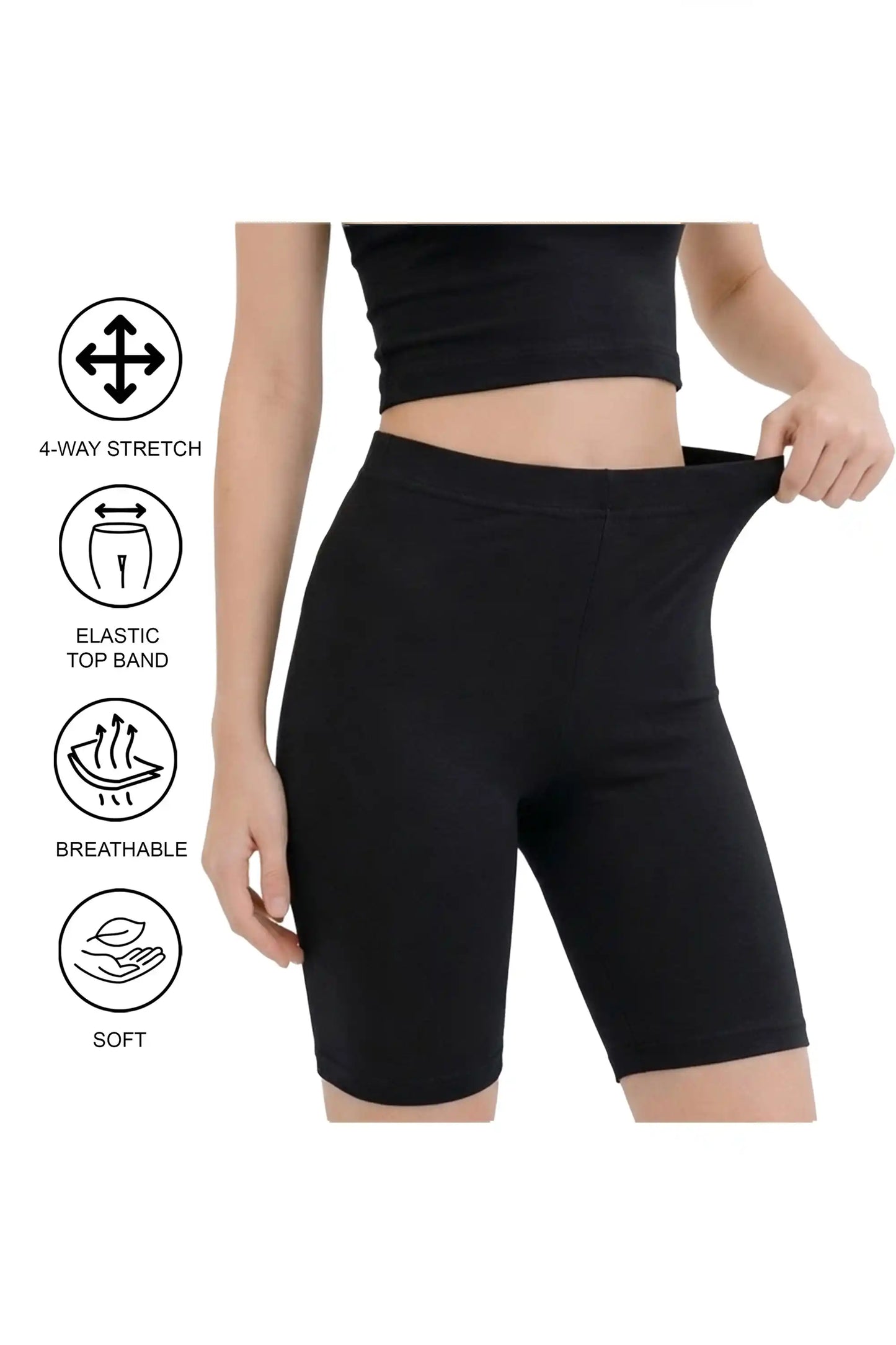 Girls' Soft Stretch Bike Shorts | Elastic Waist | Cotton Blend | Toddler & Kids Sizes 2T–12Y