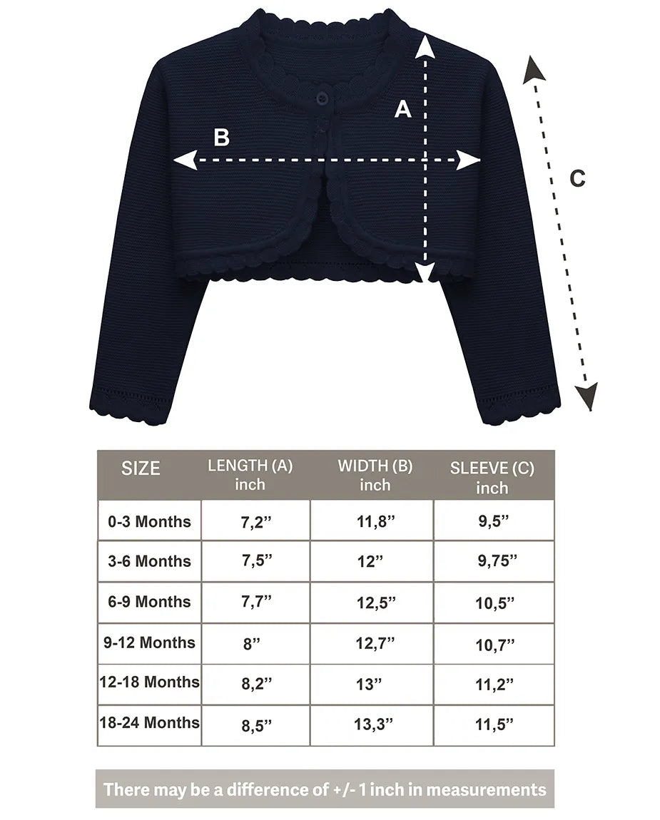 Girls' Long Sleeve Knit Button Closure Bolero Shrug